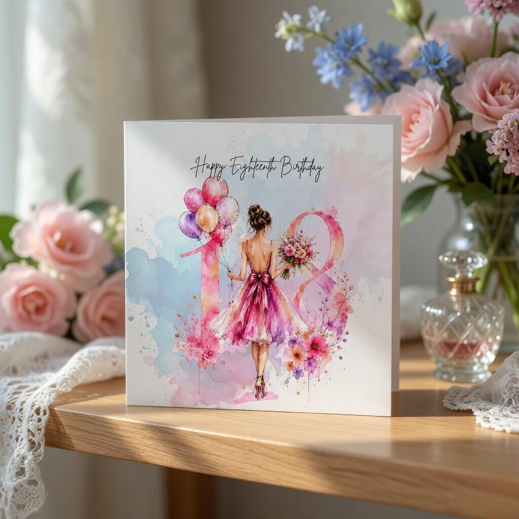 18th Birthday Elegant Greeting Card hand-finished Ladybug greeting card with Swarovski crystals or pearls