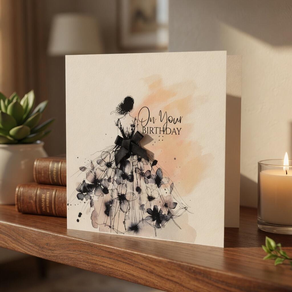 On Your Birthday Female Greeting Card hand-finished Ladybug greeting card with Swarovski crystals or pearls