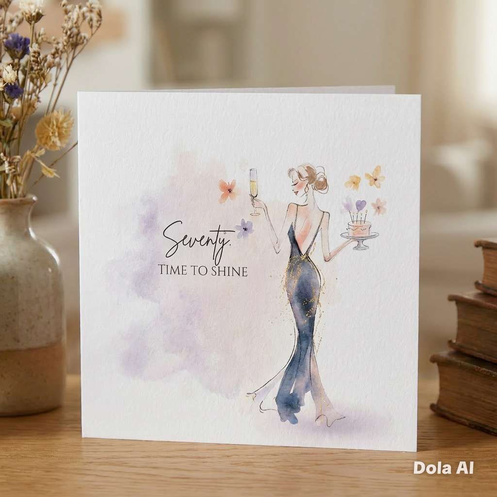 70th Birthday Elegant Greeting Card hand-finished Ladybug greeting card with Swarovski crystals or pearls