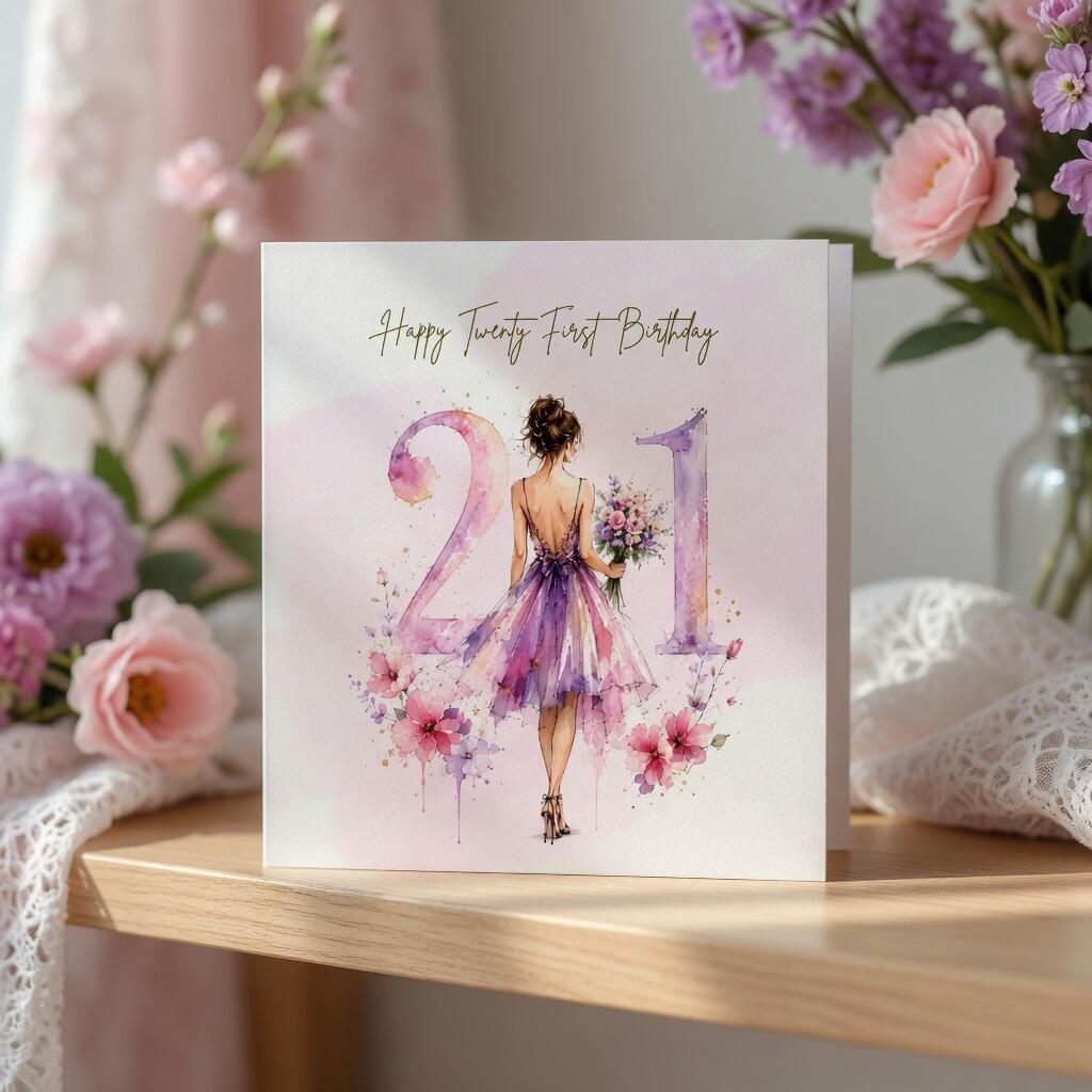30th Birthday Fashion Illustration Card hand-finished Ladybug greeting card with Swarovski crystals or pearls