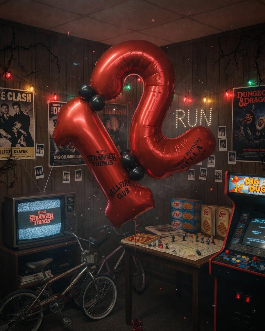 Signature Stranger Things double number balloon display