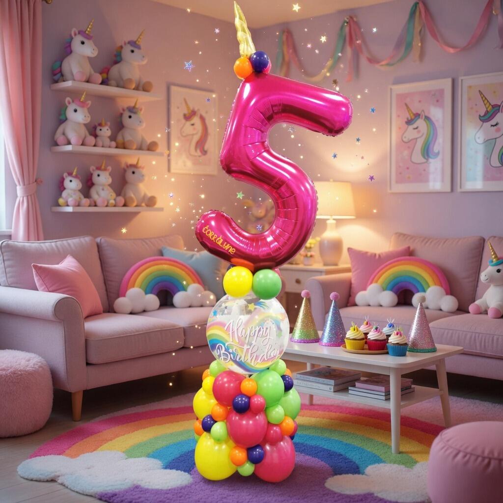 Signature unicorn single number balloon display