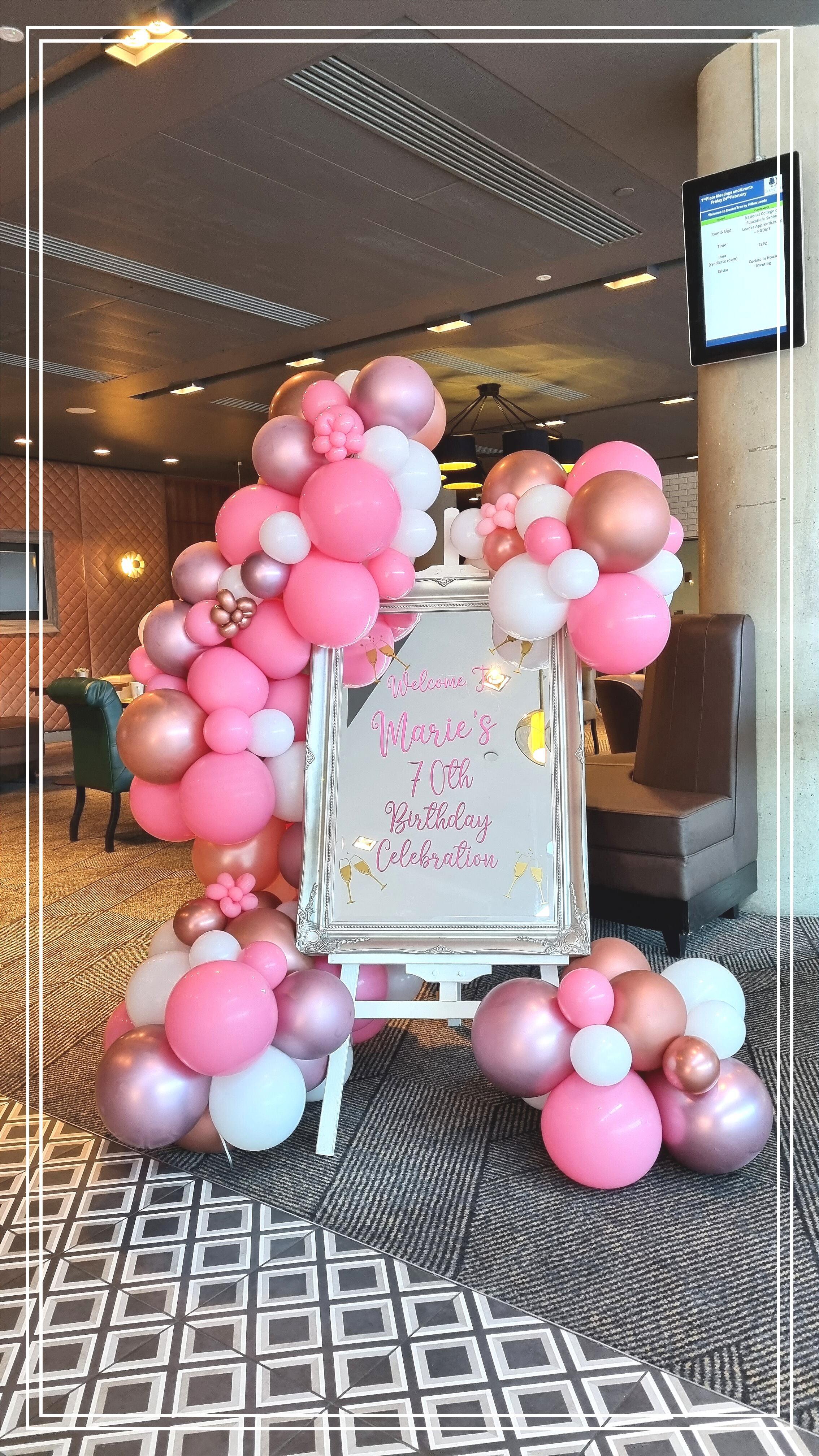 Luxury personalised mirror and balloon display for events