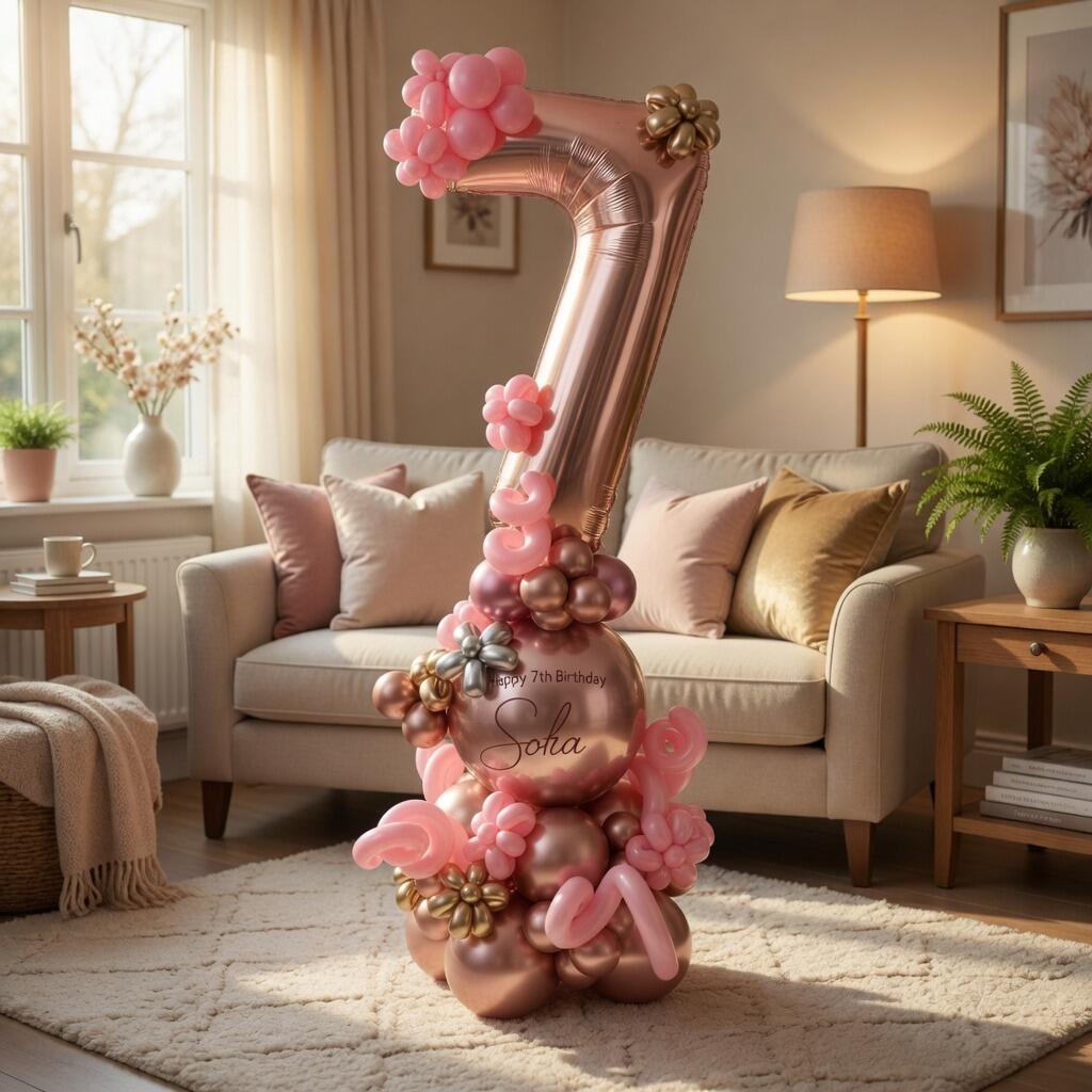 Signature extra fancy single number balloon display