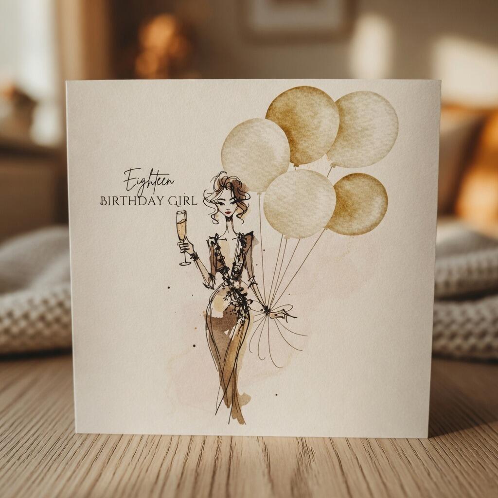 18th Birthday Luxury Greeting Card hand-finished Ladybug greeting card with Swarovski crystals or pearls