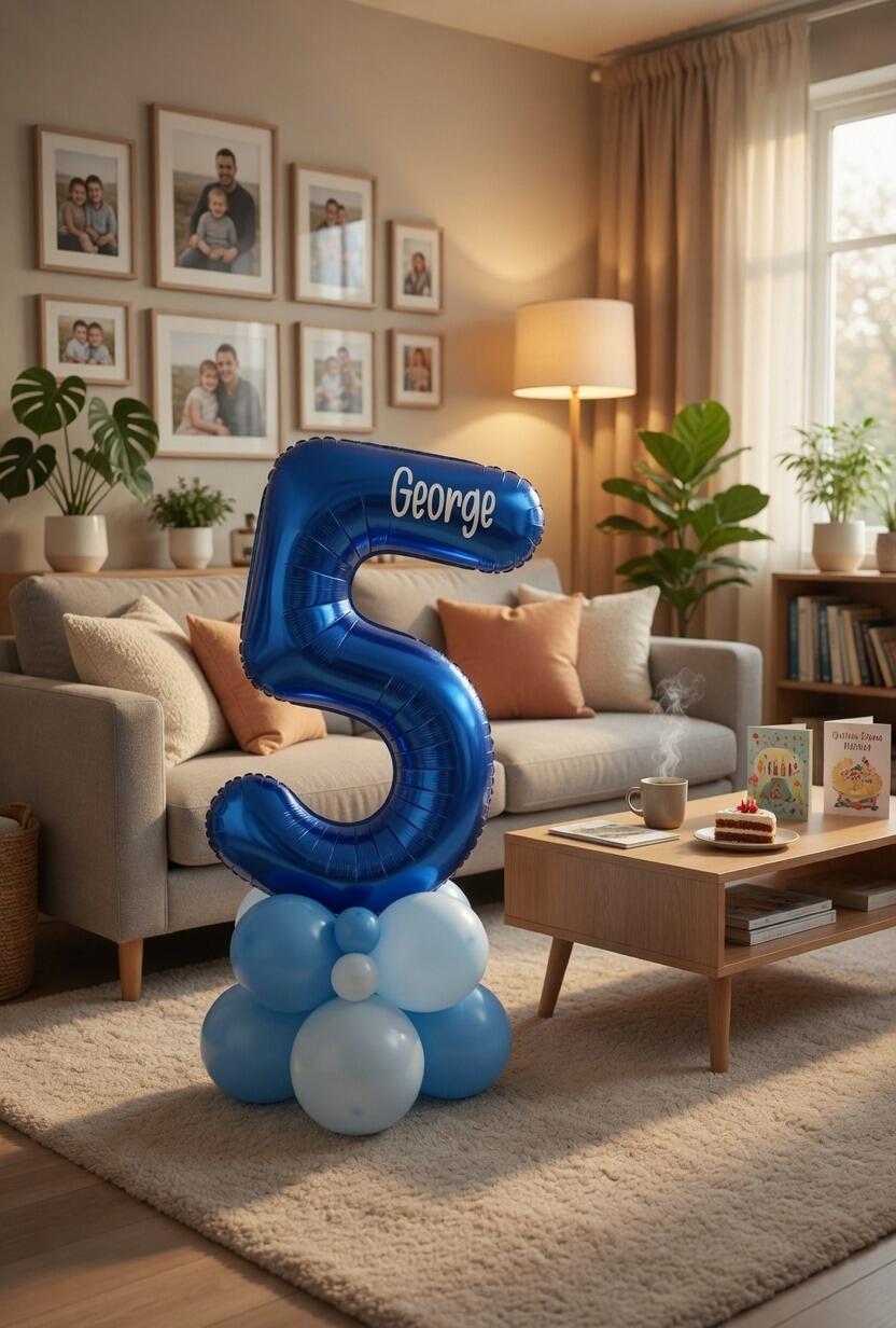 Signature single number balloon display with name