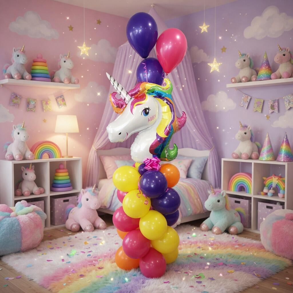 Signature personalised unicorn balloon tower
