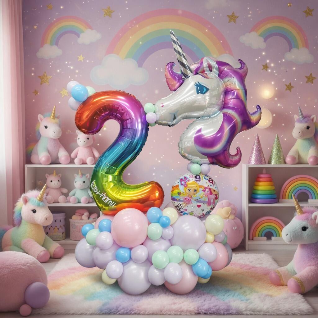 Signature floor standing unicorn balloon display
