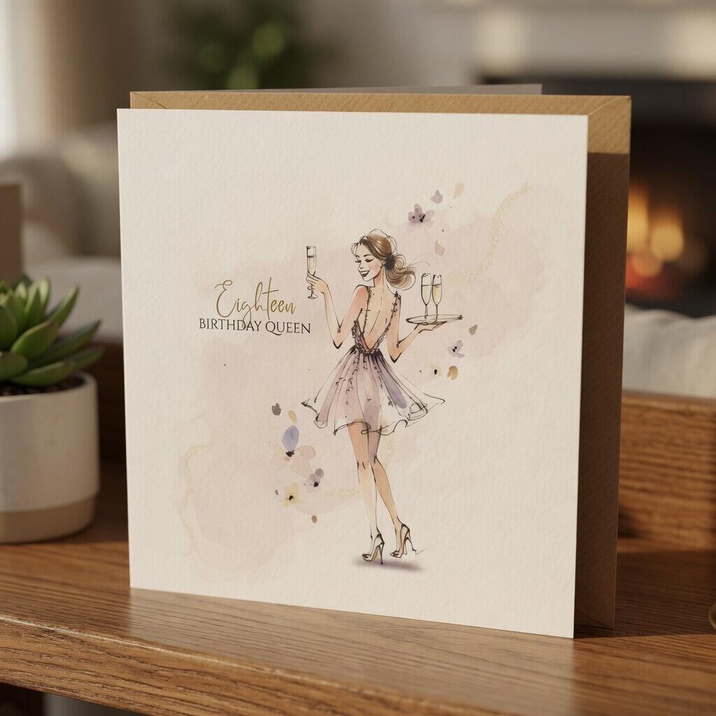 18th Birthday Female Greeting Card hand-finished Ladybug greeting card with Swarovski crystals or pearls