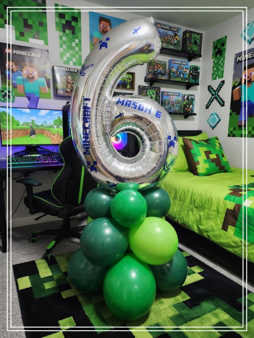 Signature Minecraft single number balloon display