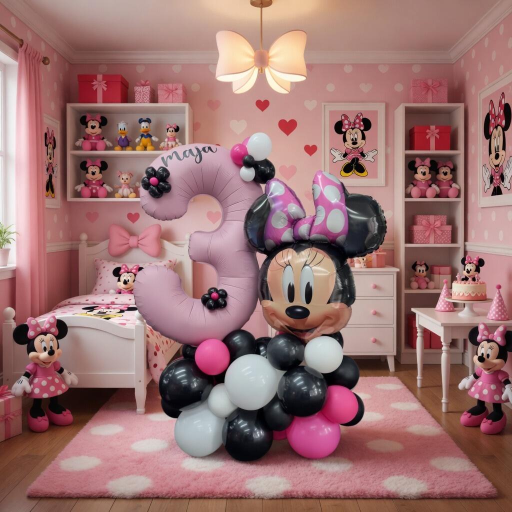 Signature Mickey or Minnie Mouse single number balloon display