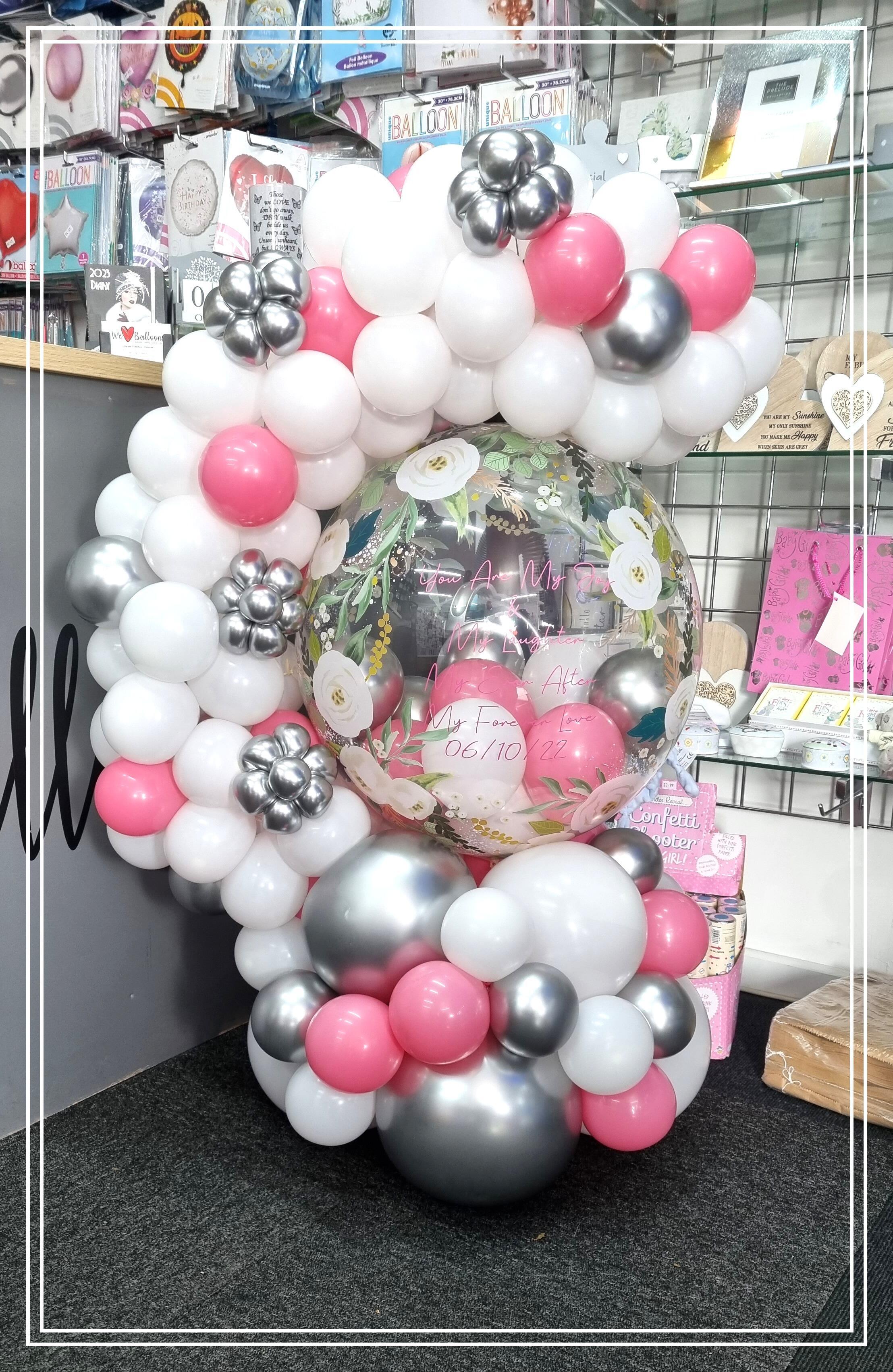Luxury flower design organic balloon hug display
