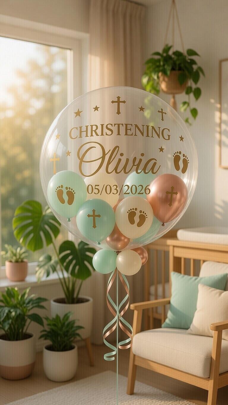 Mint green and rose gold themed girl christening personalised b