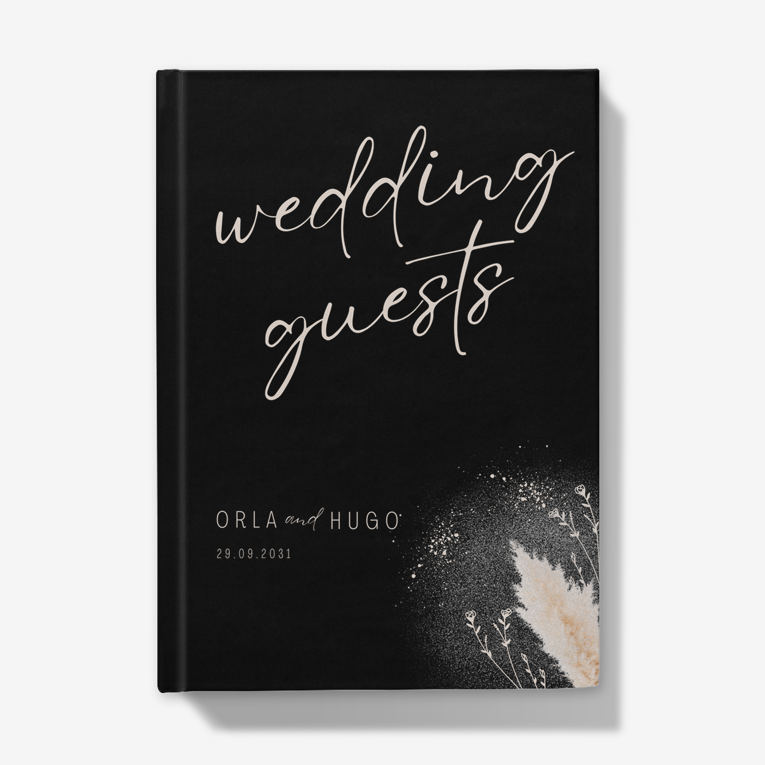 Black rustic wedding guest book