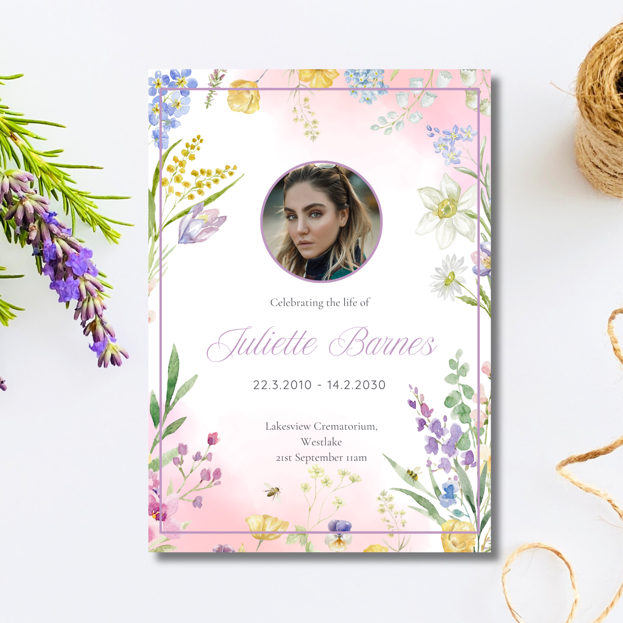 Pretty spring floral front cover for funeral order of service booklet