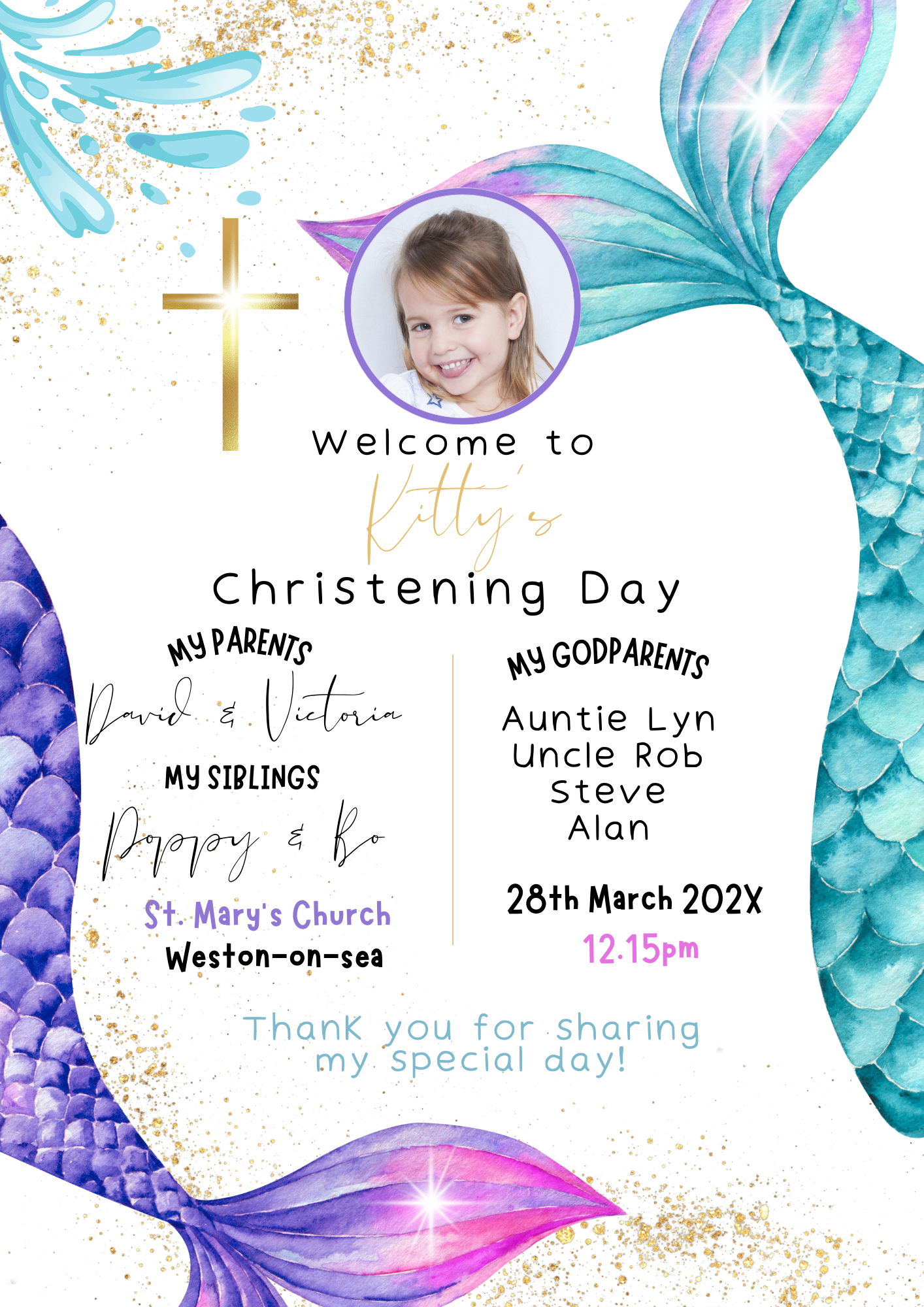 Mermaid baptism display board