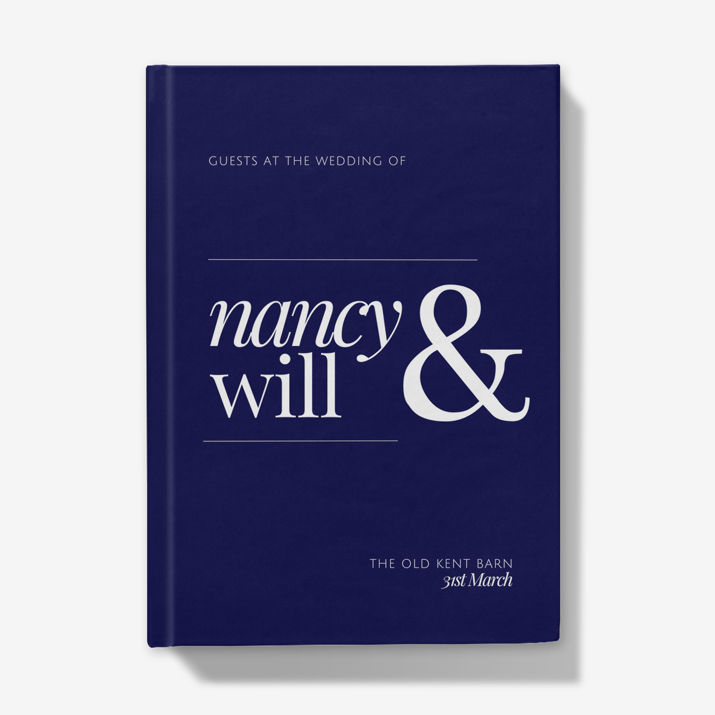 Navy Blue and White Personalised Modern Wedding Guest Book