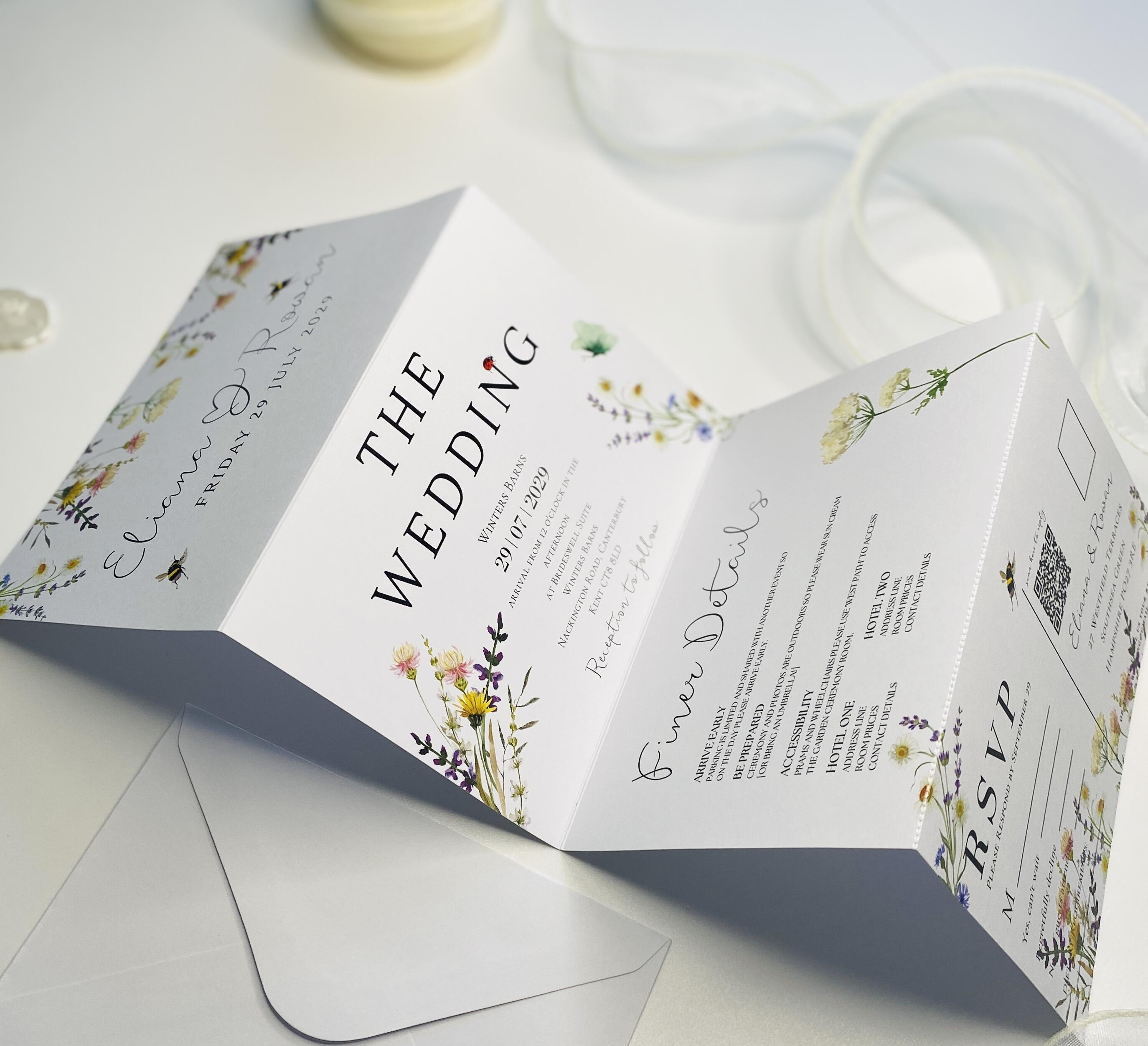 Wildflower florals wedding invitation
