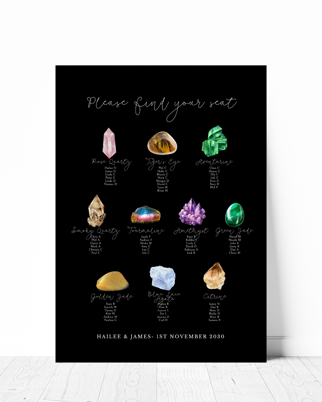 Crystal gemstone table plan