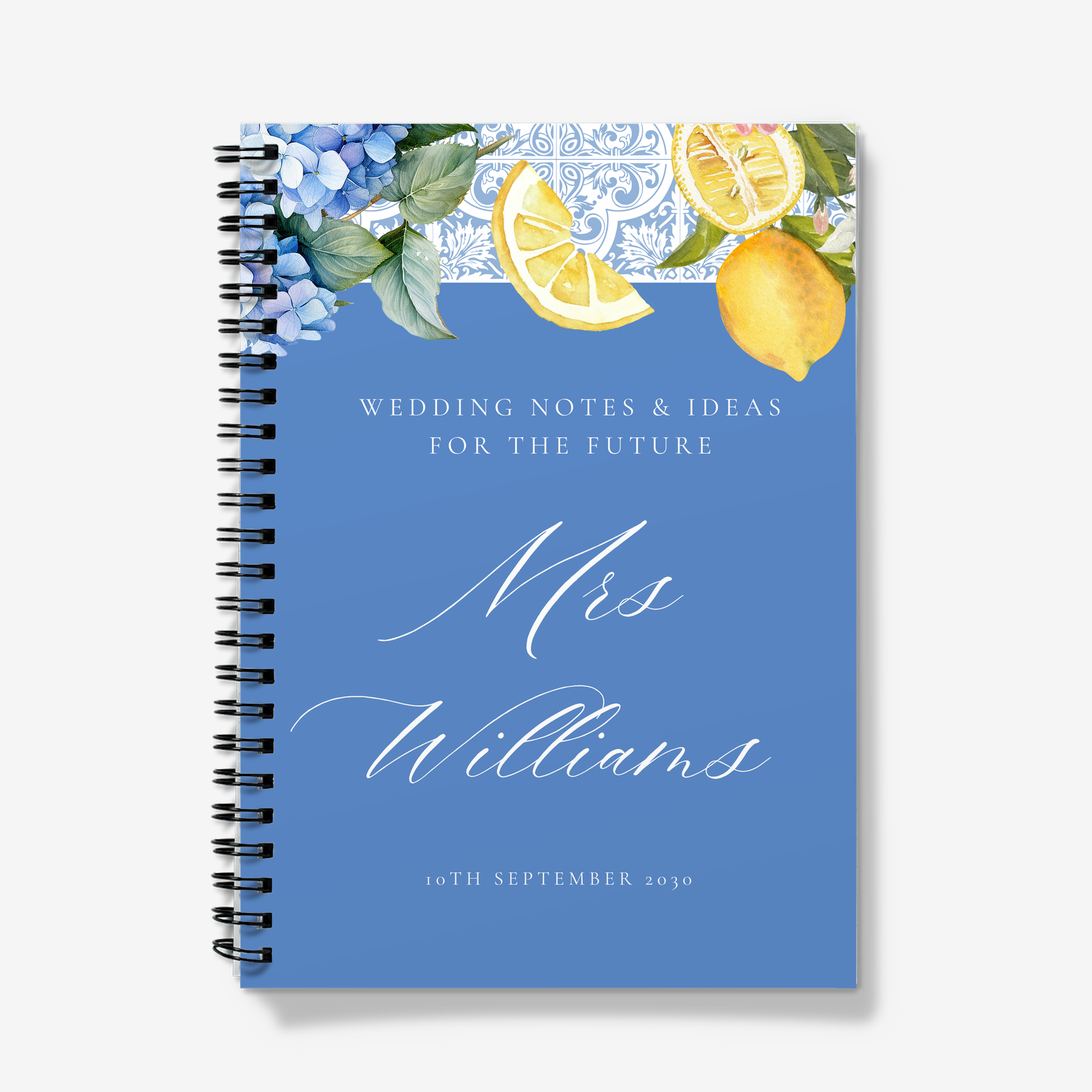 Italian inspired notes and ideas lemon themed wedding planner bridal jotter notebook