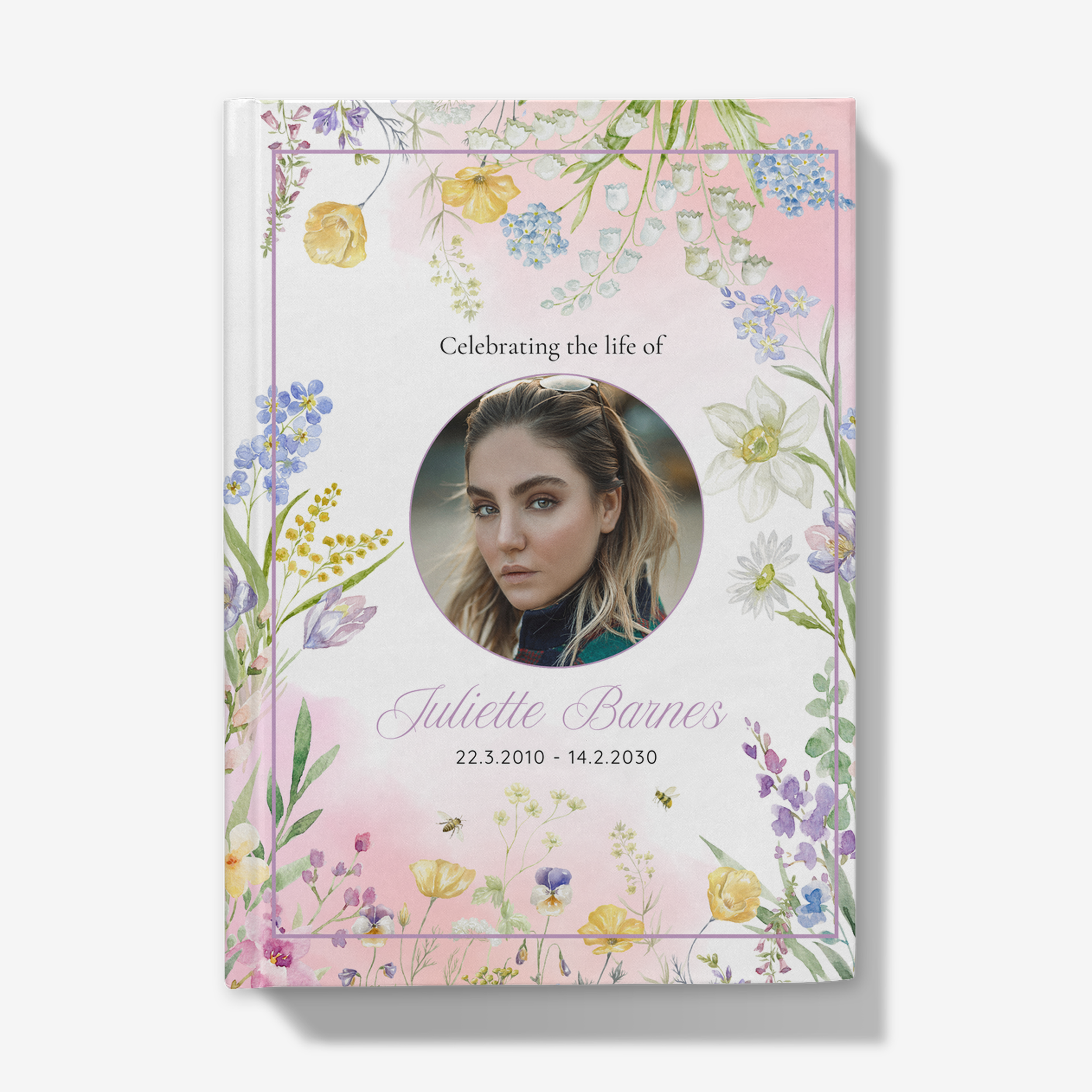 Floral border funeral condolence book share a memory memorial book