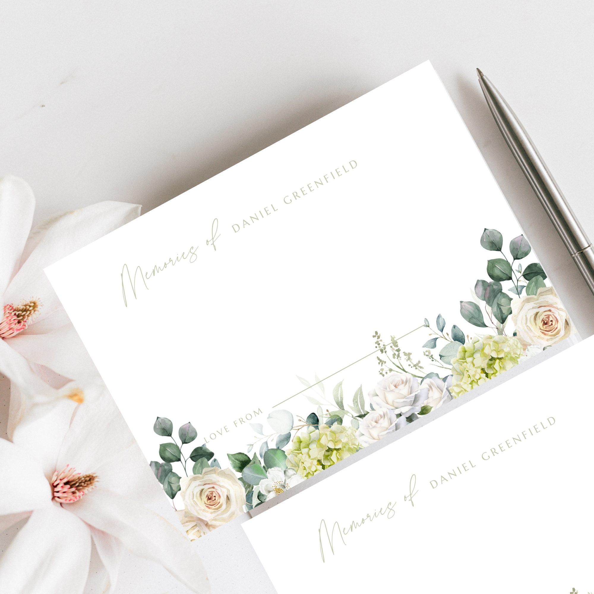 Personalised funeral sympathy message cards