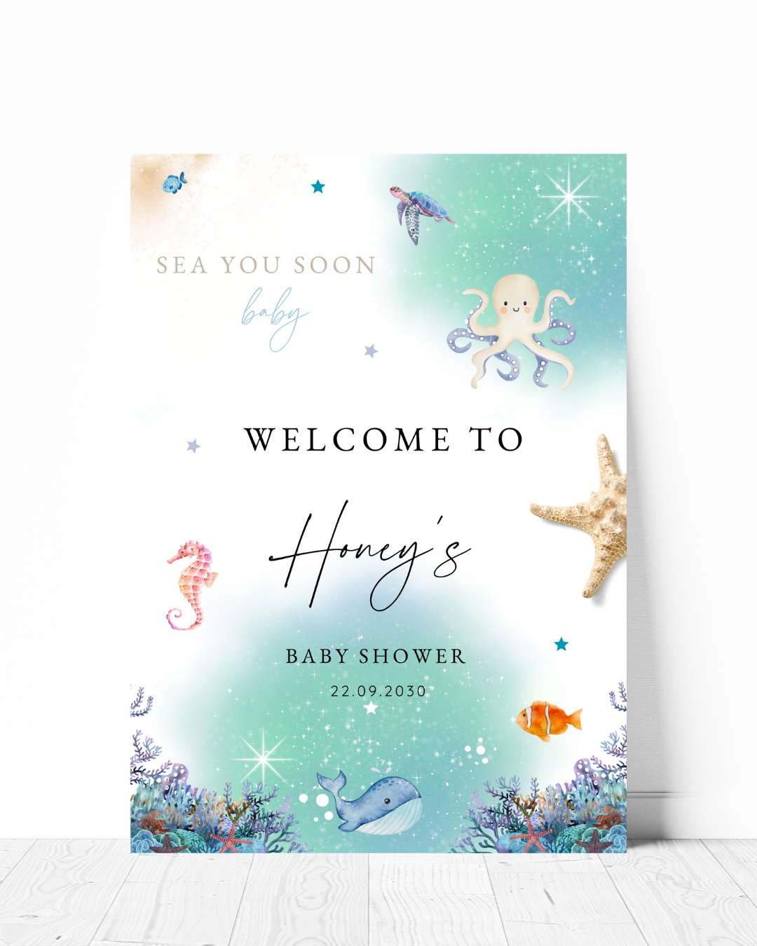 Sea you soon baby shower sign