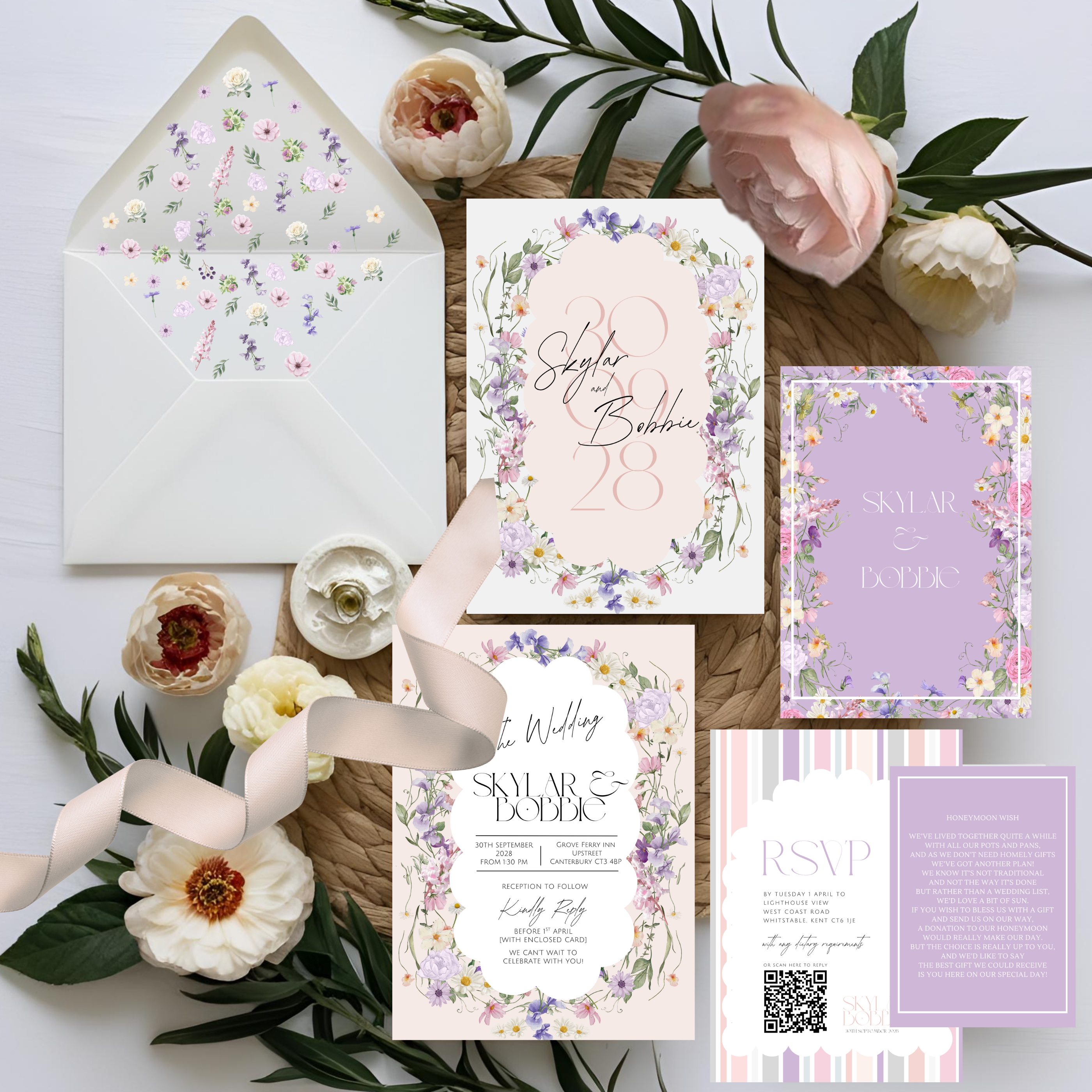 Skylar wedding invitation suite bundle