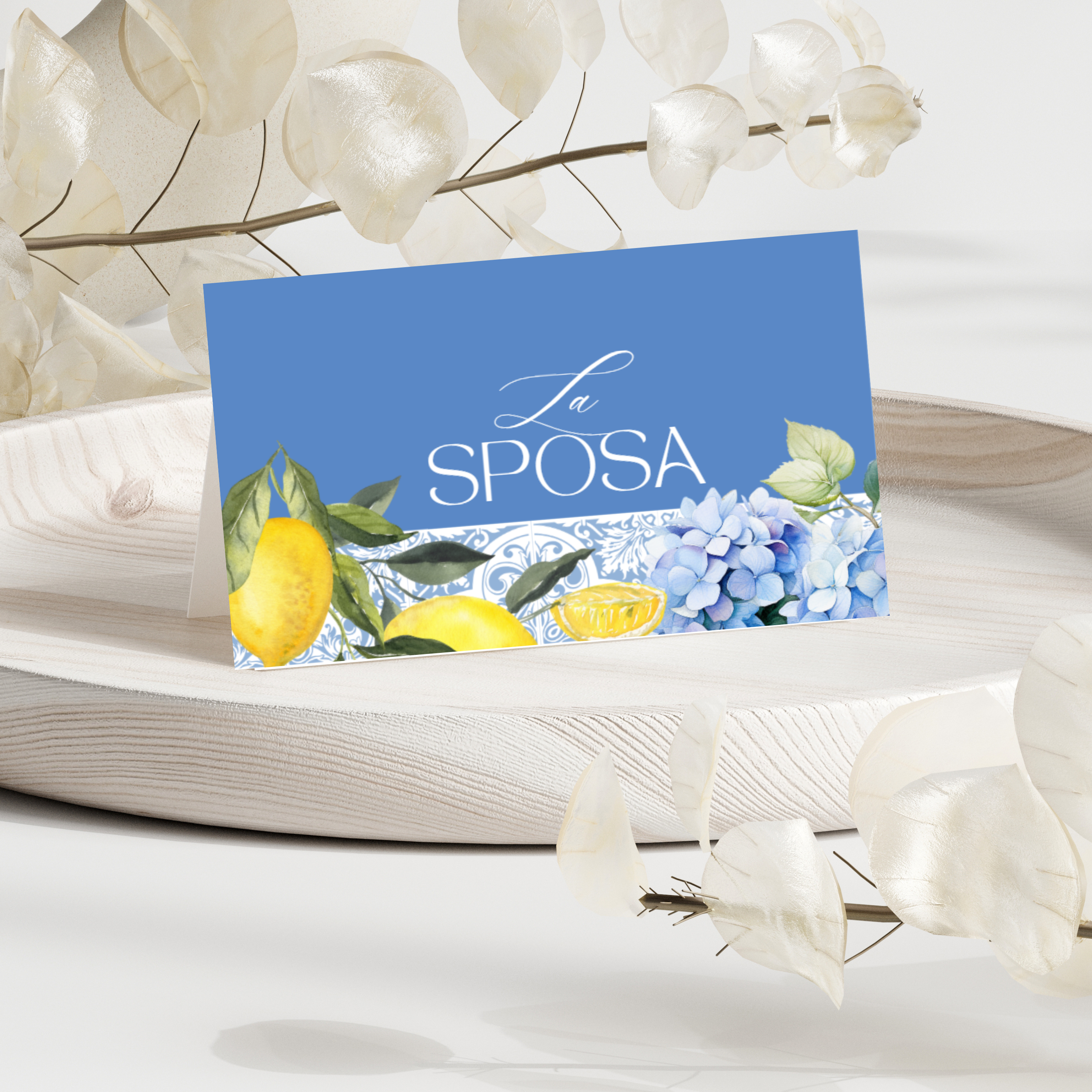 La Dolce Vita Lemon Blue Italian Place Cards