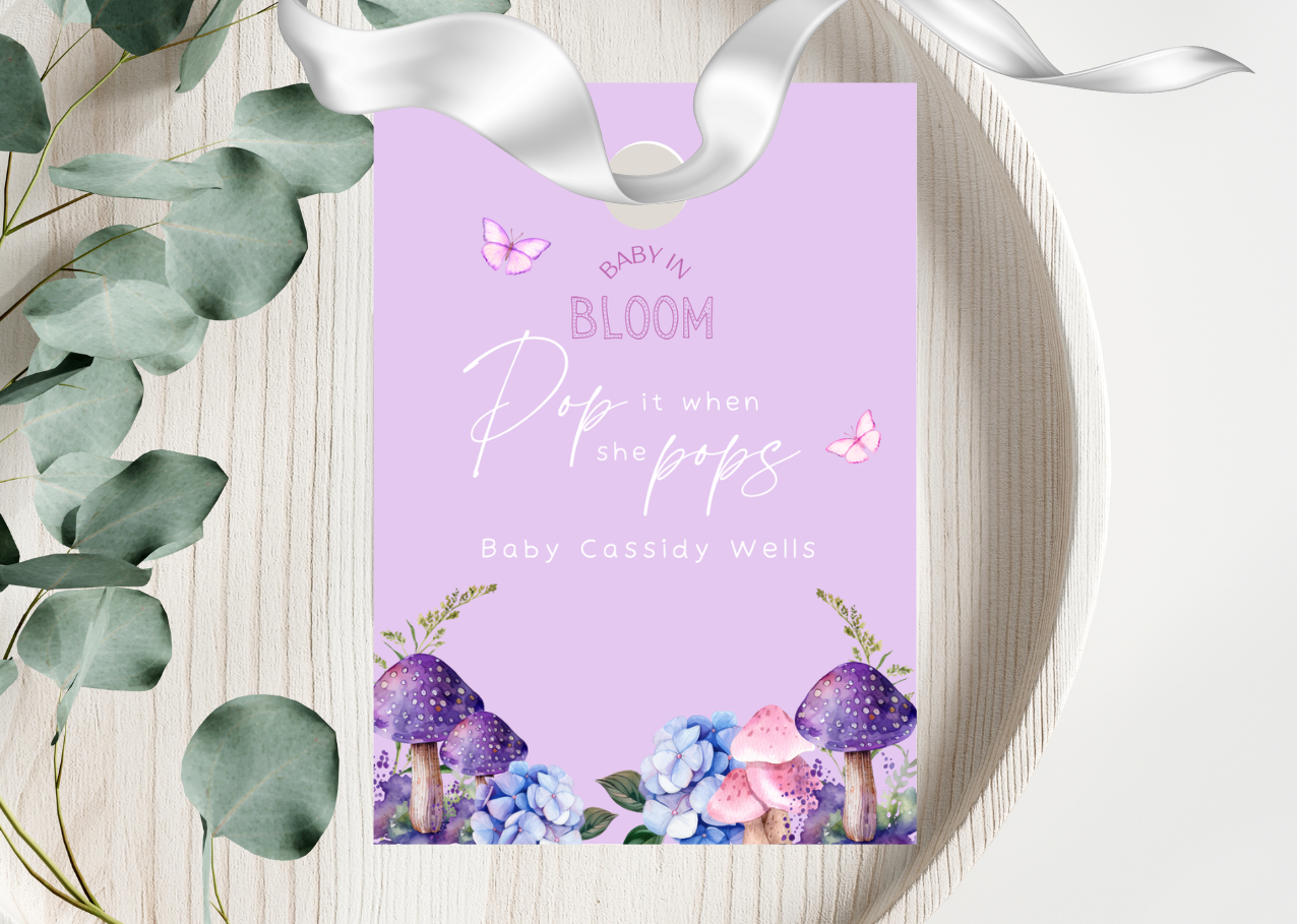 Baby in bloom favour tag