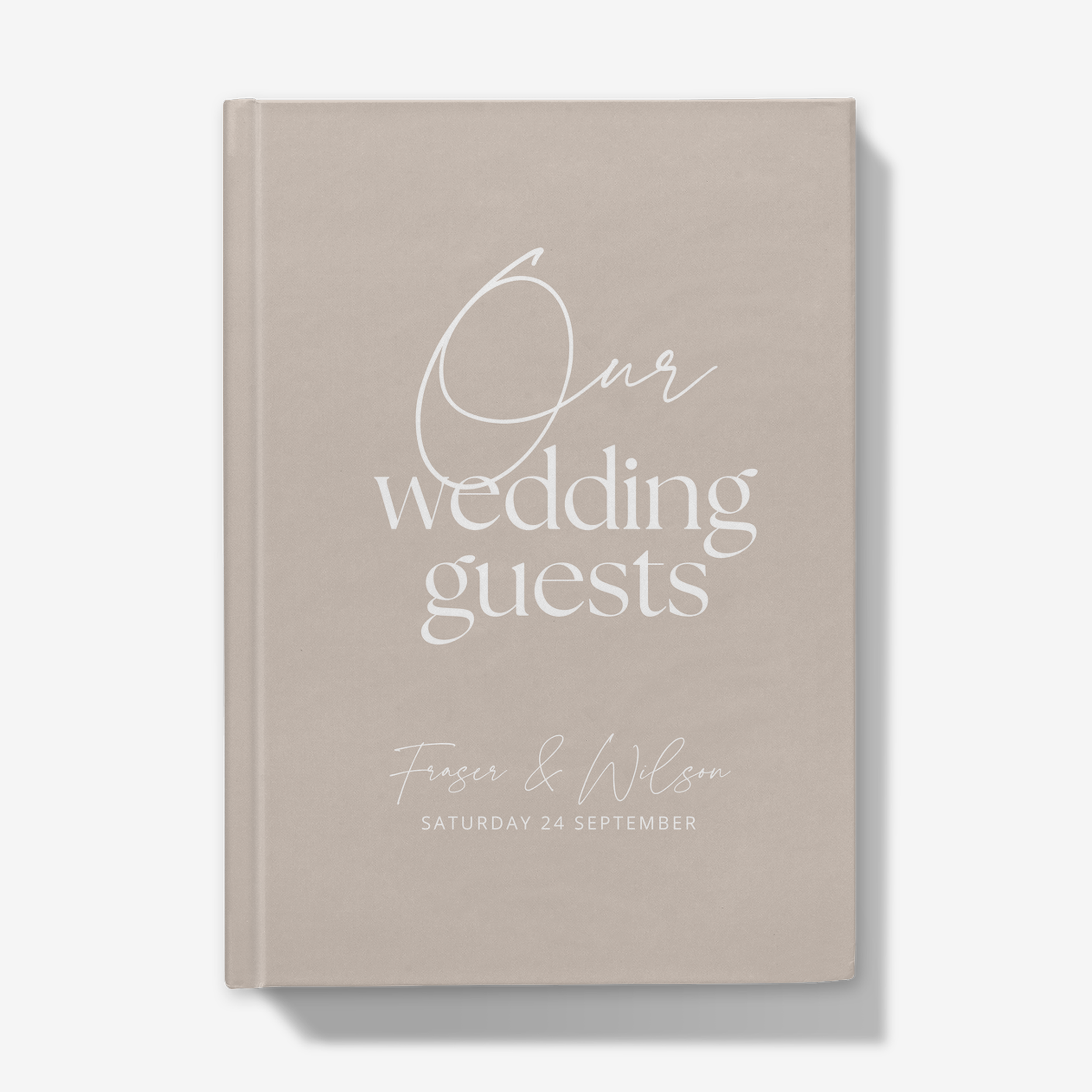 Cool beige coffee latte colour personalised wedding guest book