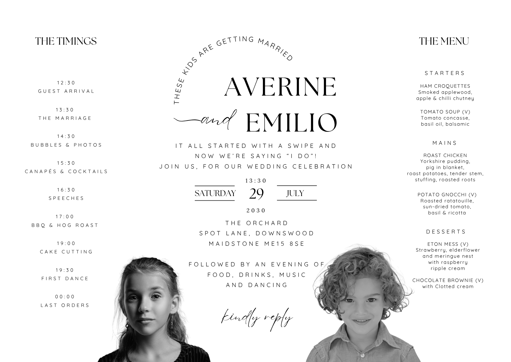 Personalised gatefold wedding invitation with childhood photos and “These Kids Are Getting Married” wording