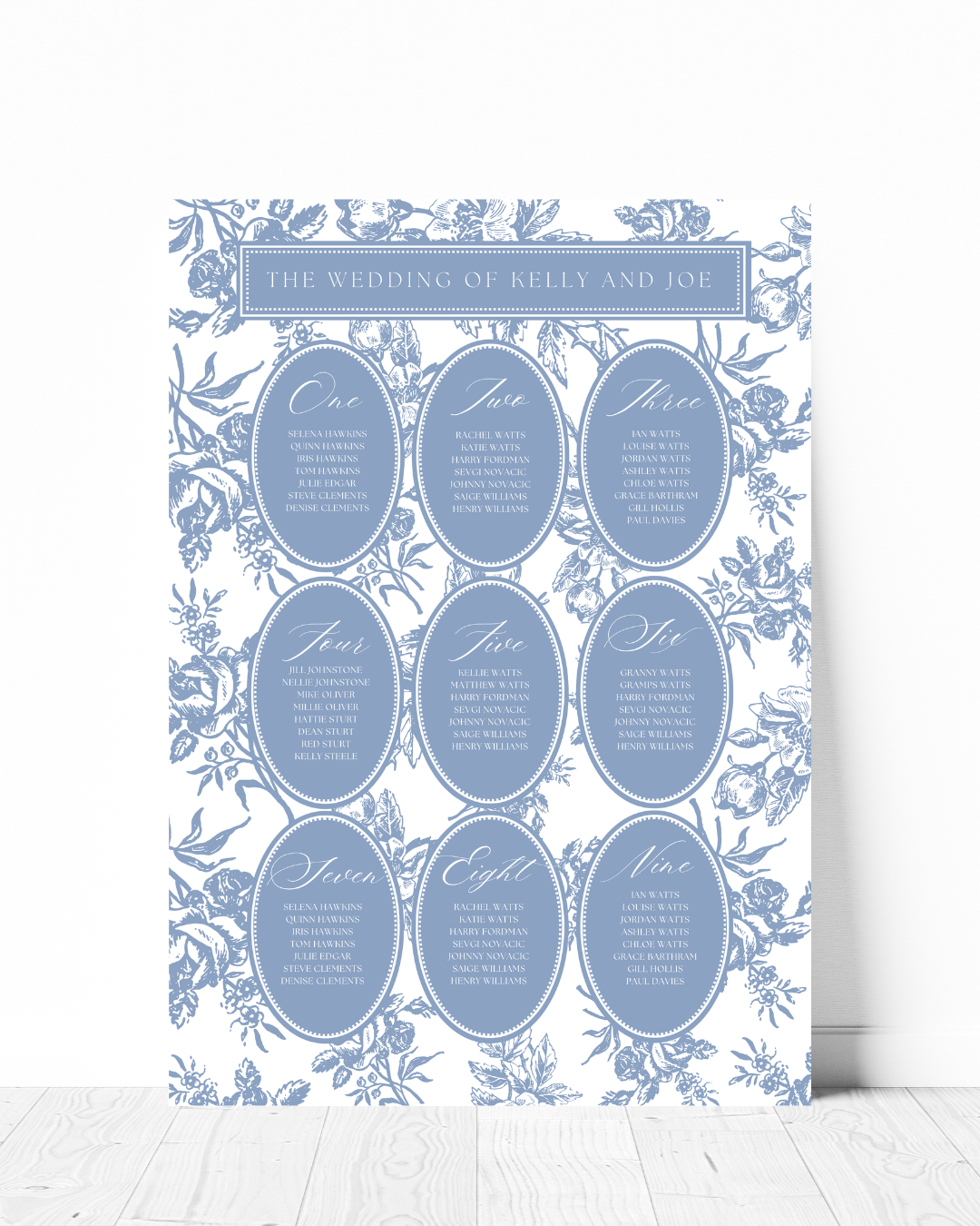 Toile De Jouy Regency French Style Wedding Table Plan Sign