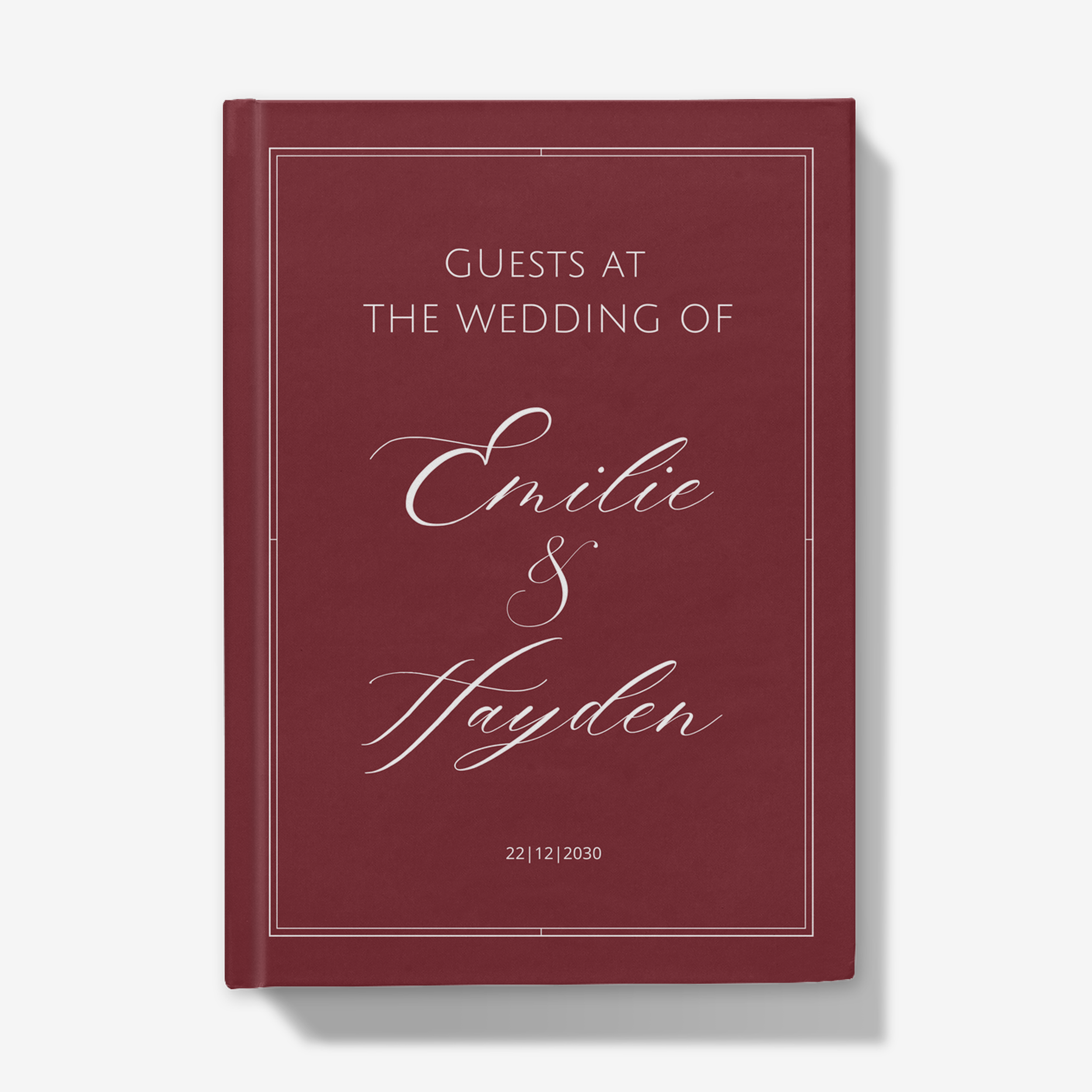 Burgundy personalised wedding guest book