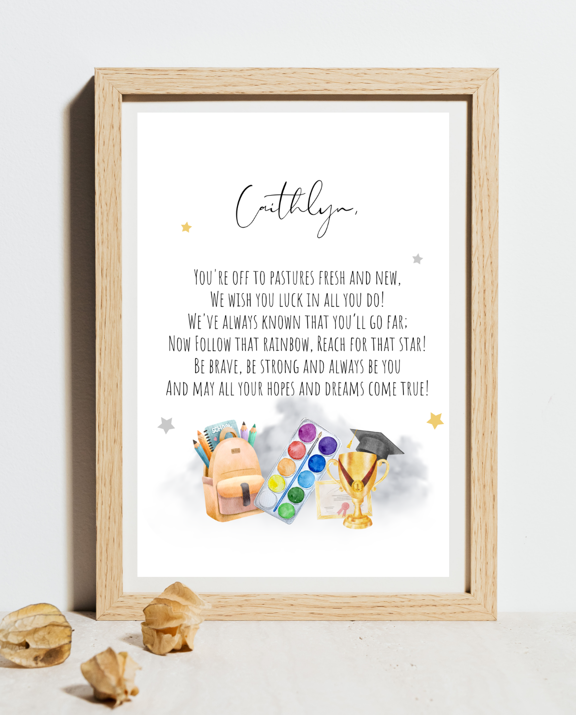 Personalised leavers gift prints in frames
