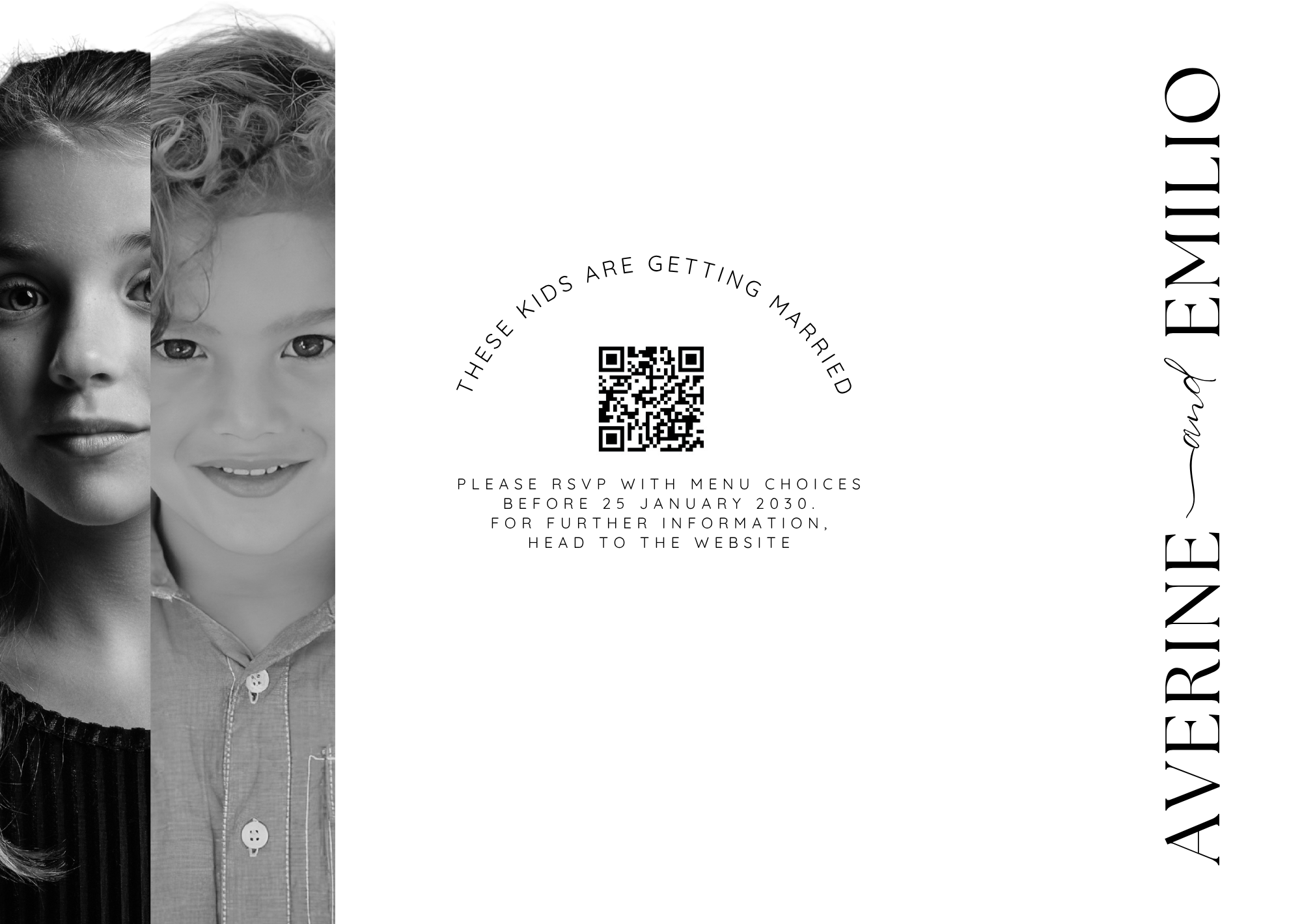 Personalised gatefold wedding invitation with childhood photos and “These Kids Are Getting Married” wording