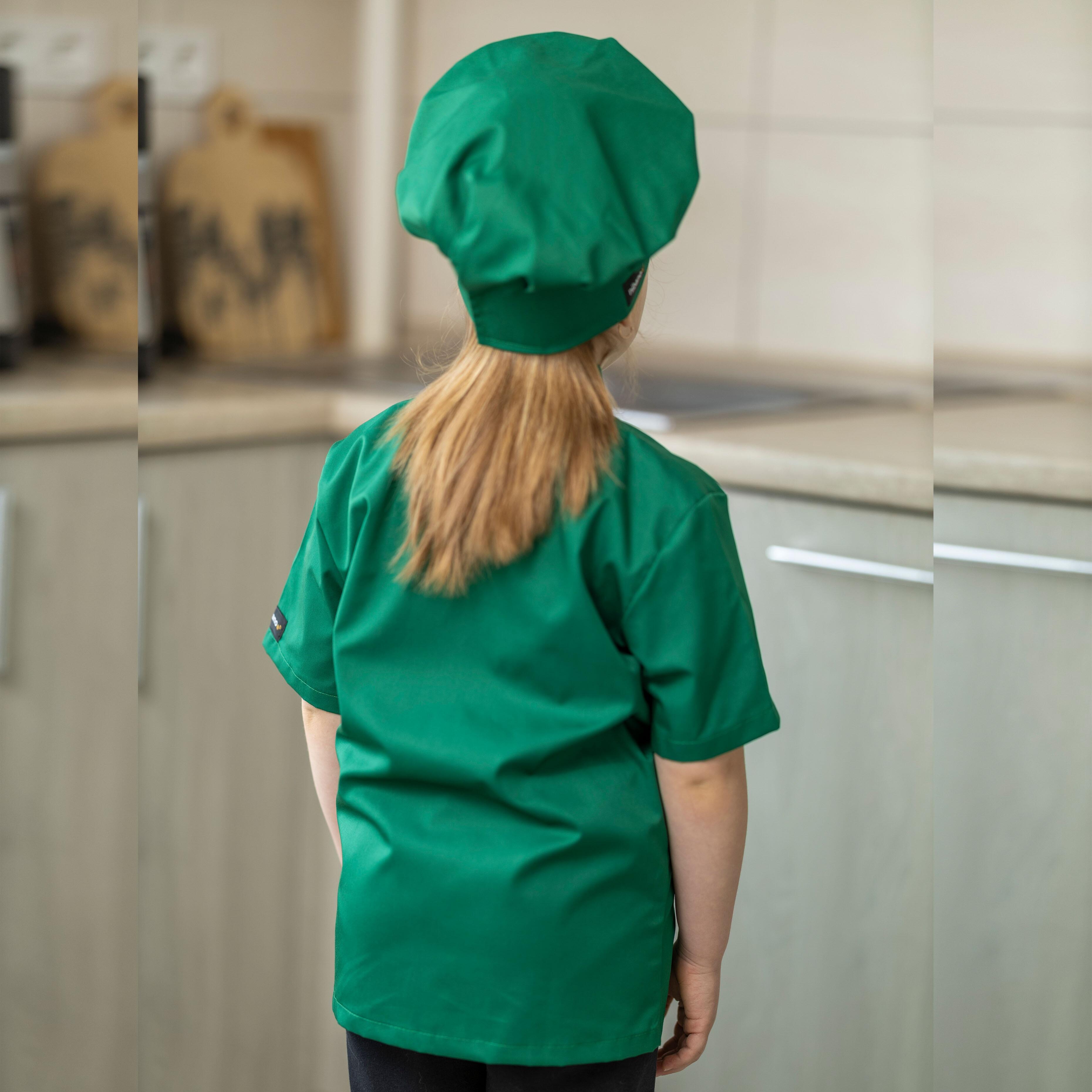 Printed kids chefs coat green