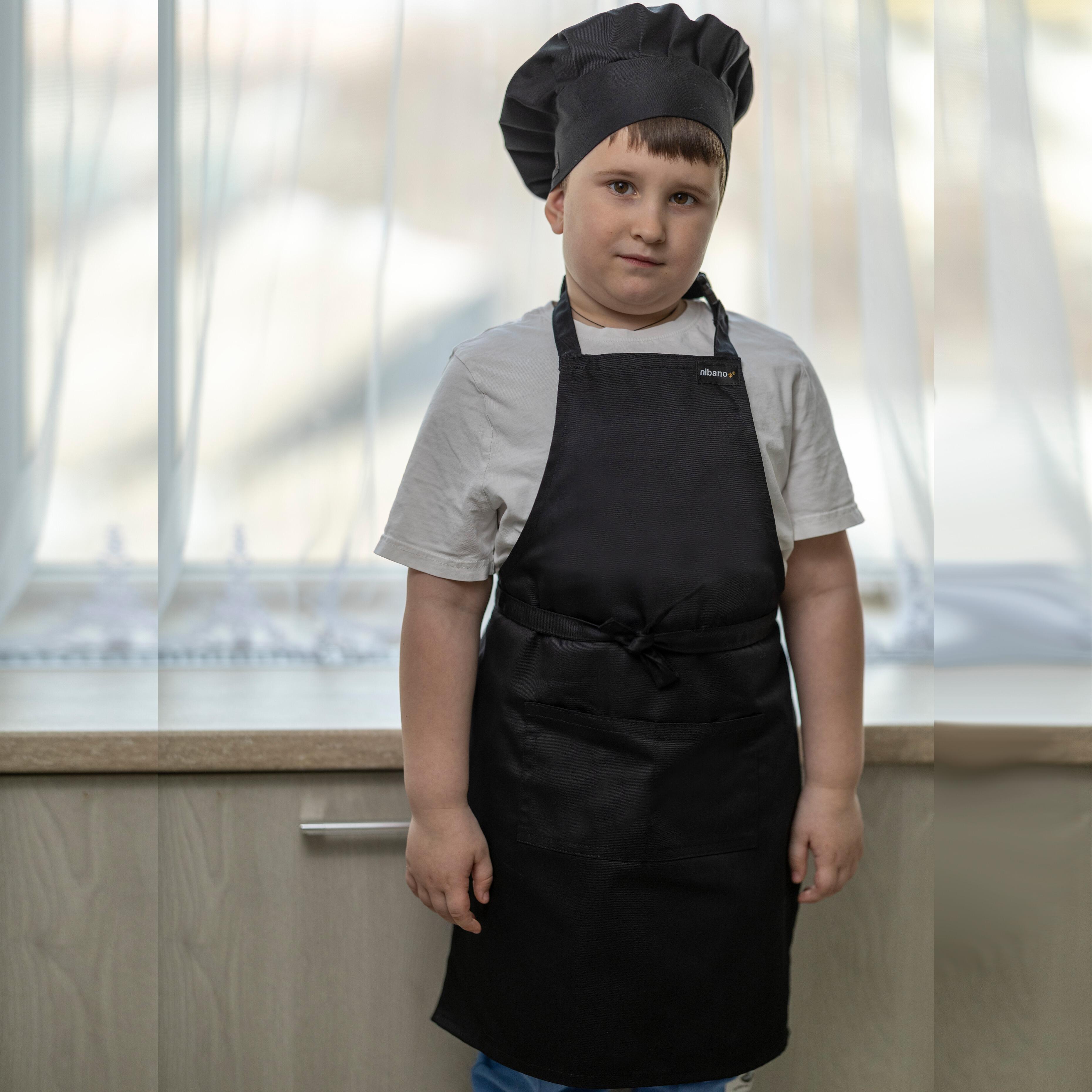 Embroidered Kids Apron Black