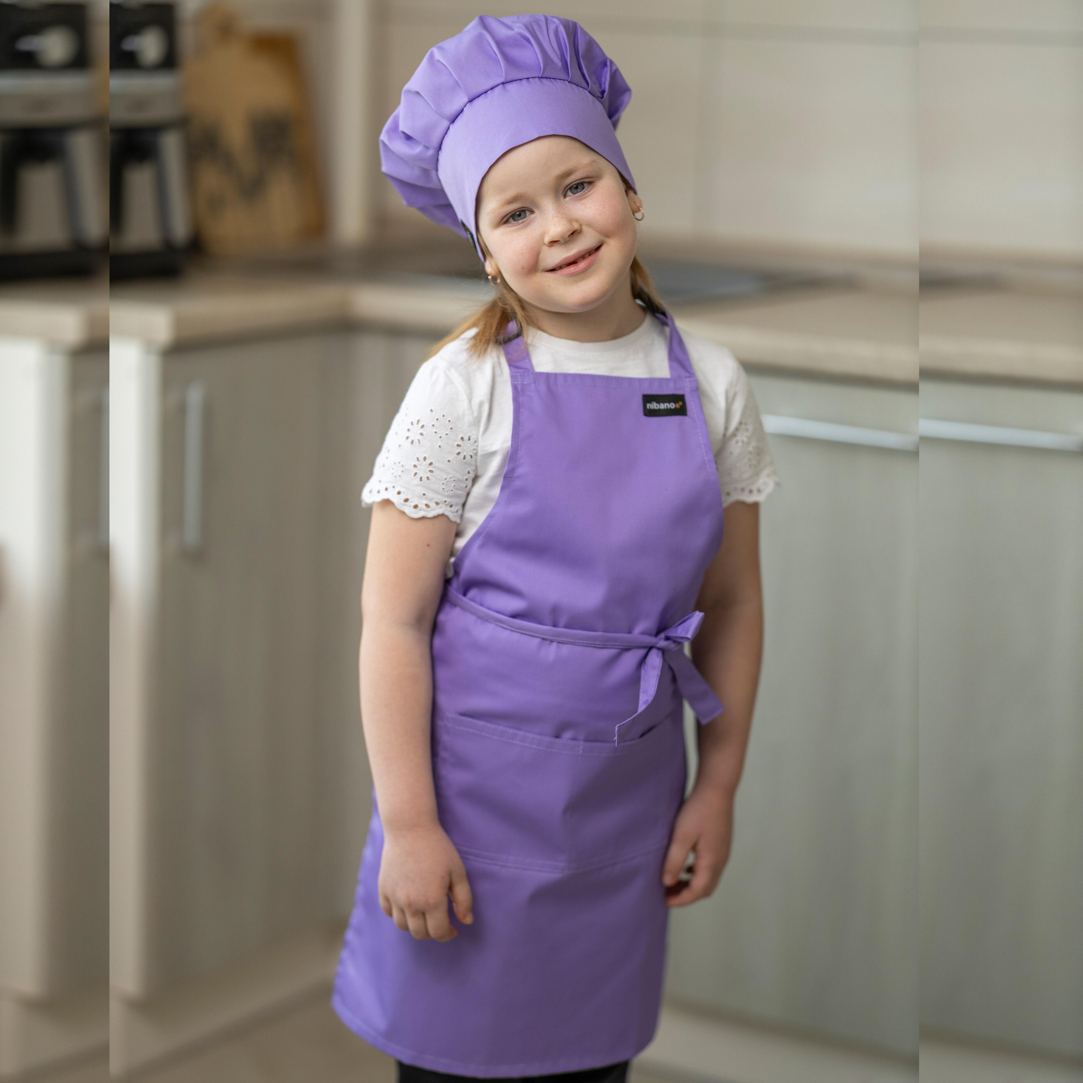 Embroidered Kids Apron Lilac