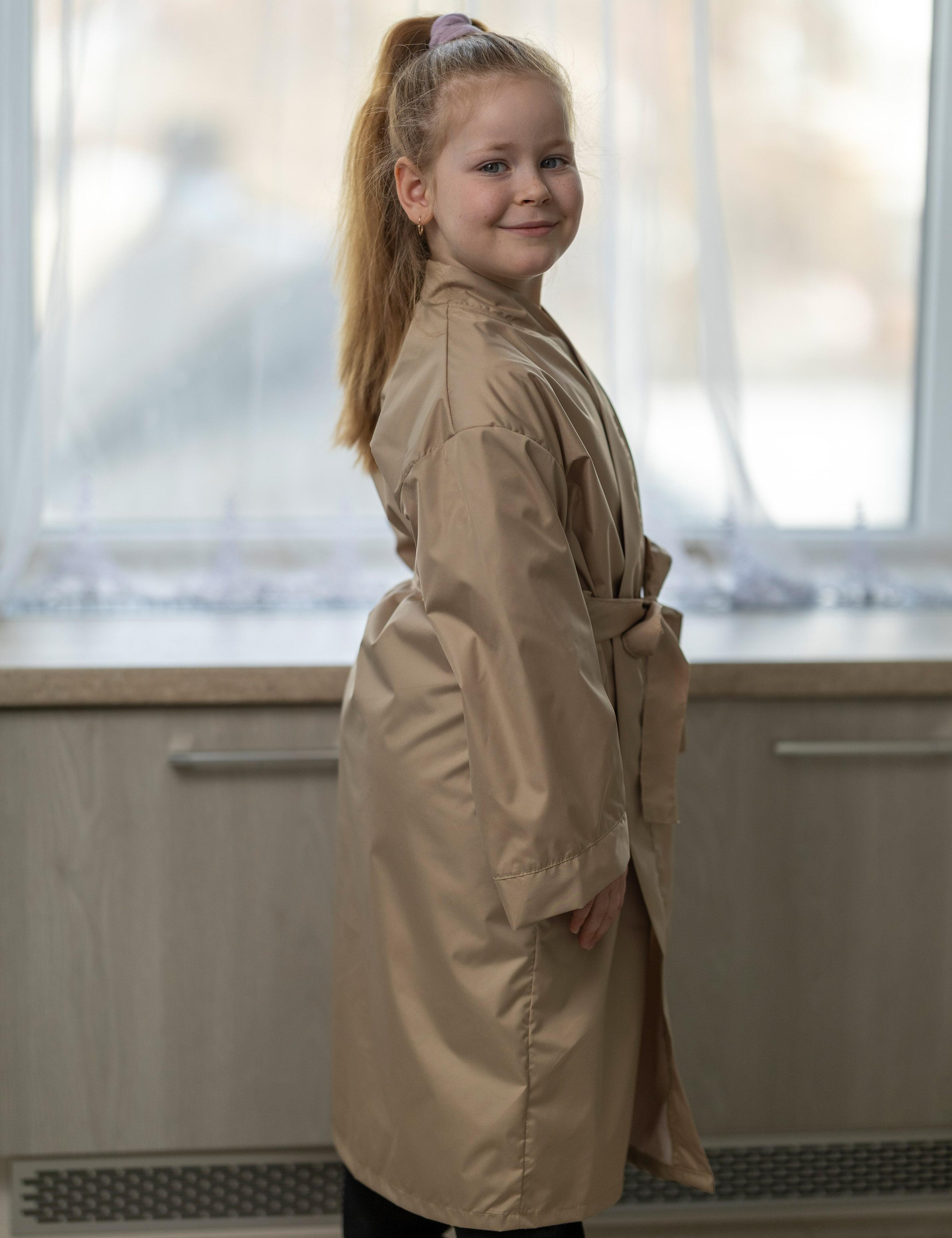 Printed Salon Kids Kimono Gown Cappuccino