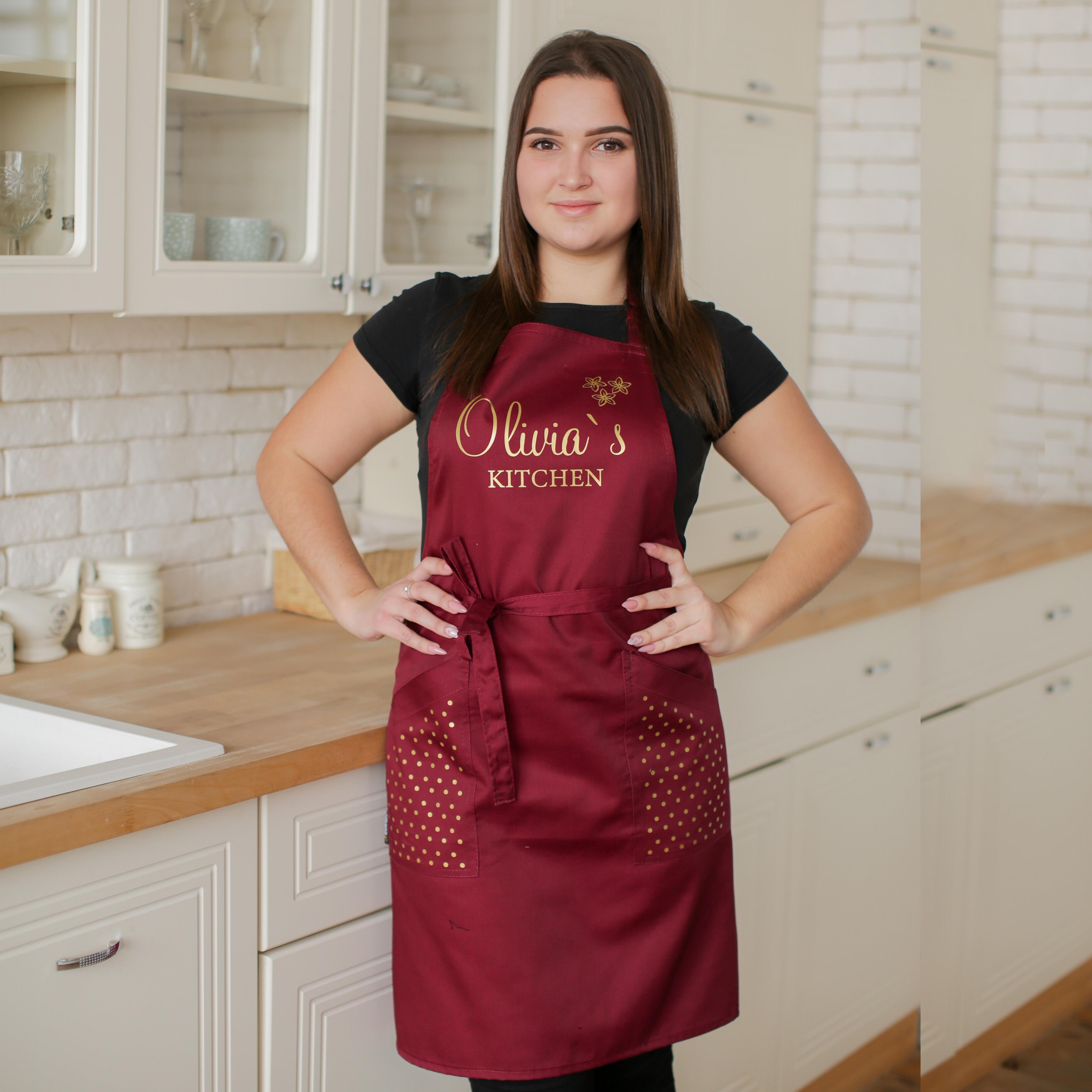 Ladies Apron with Side Pockets Burgundy