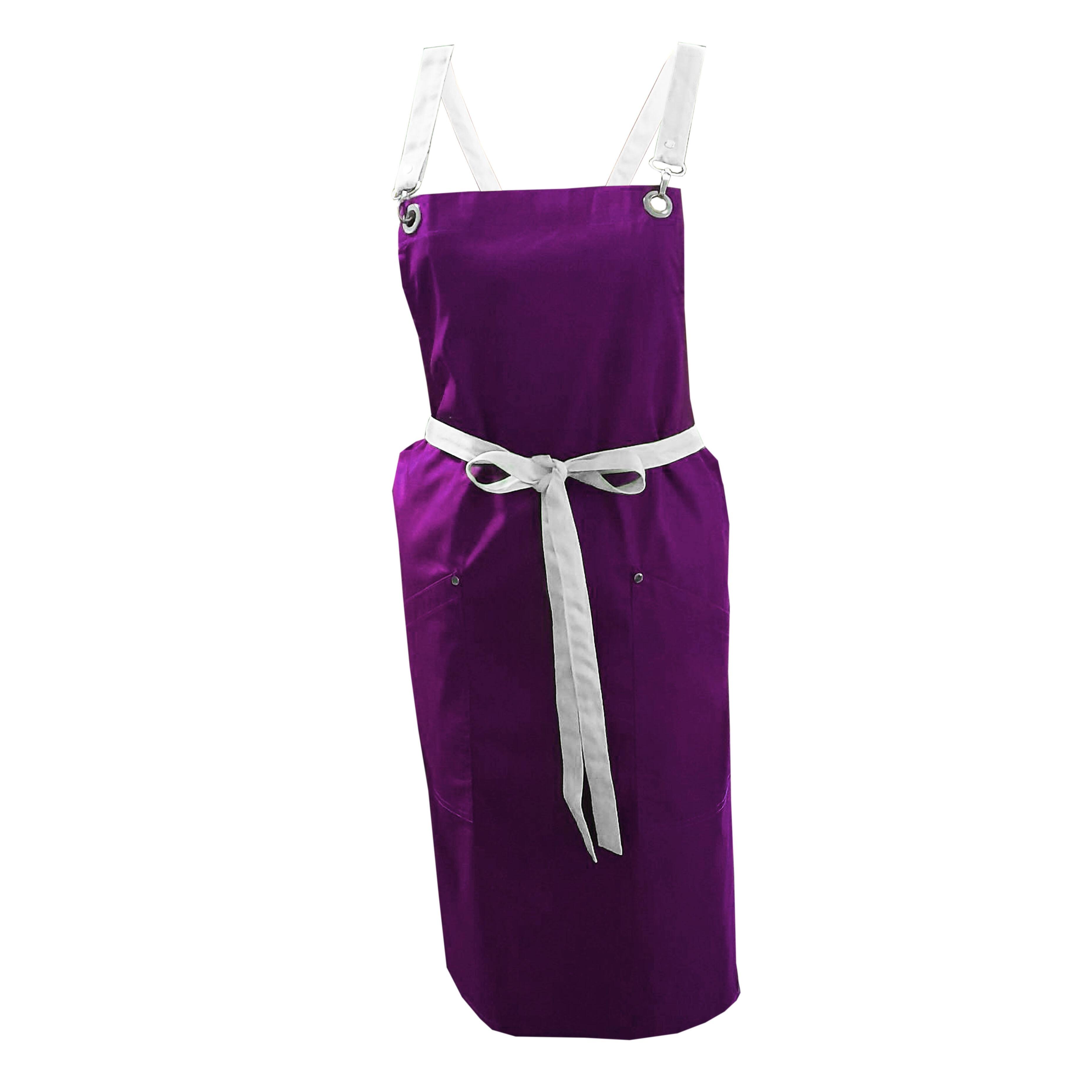 Ladies Apron with Crossover Ties Purple