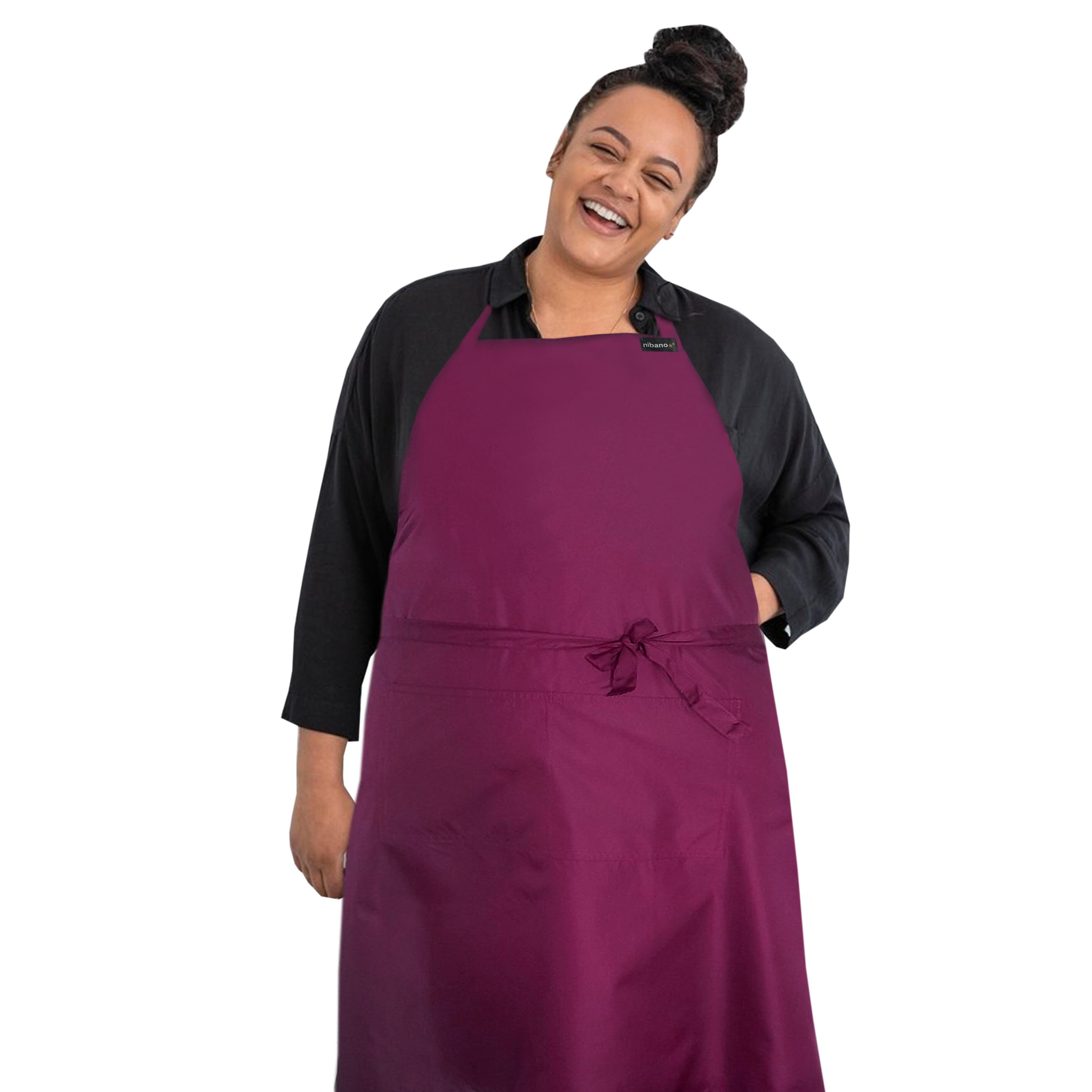 Waterproof Long Apron Burgundy with logo