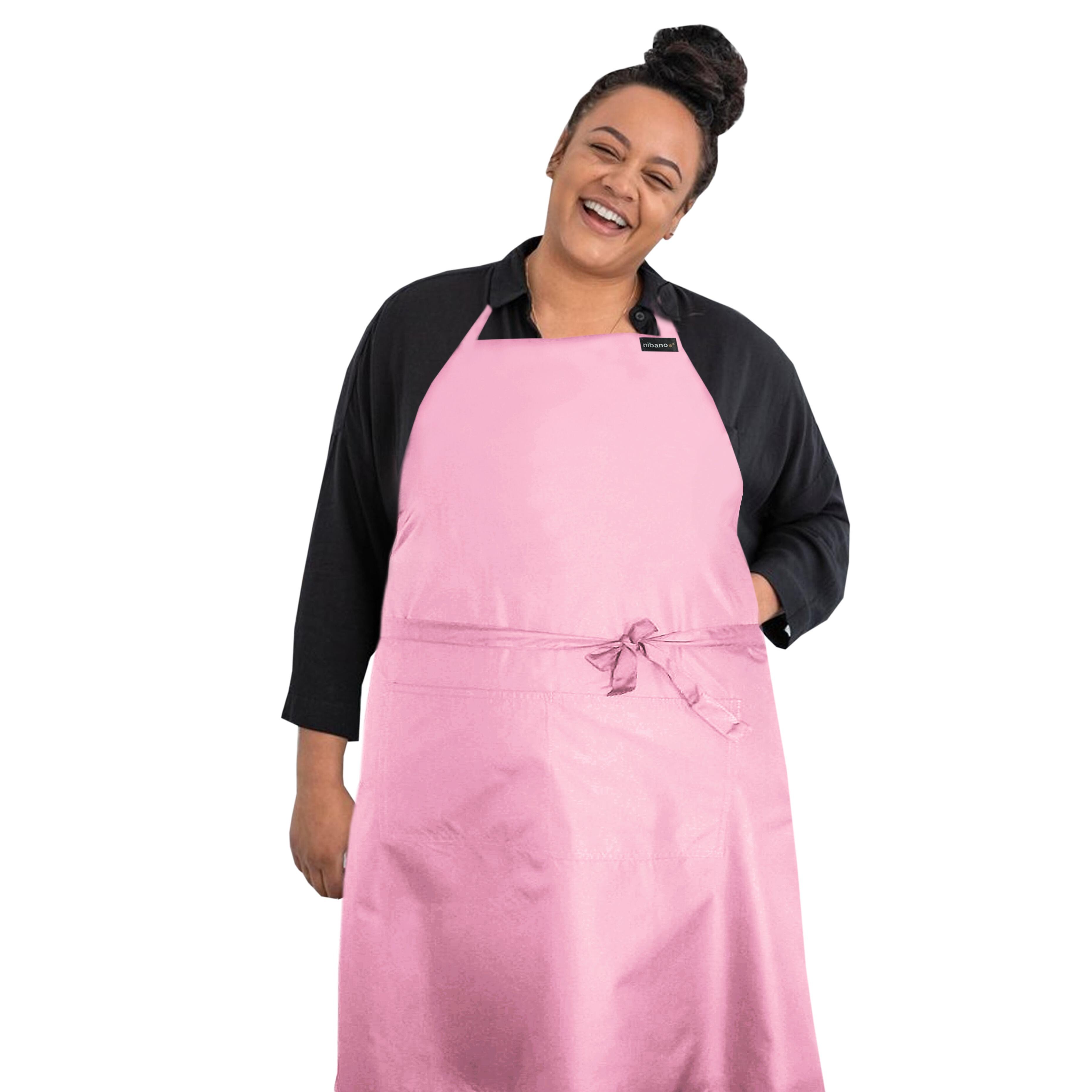 Waterproof Plus Size Apron Pockets Pink