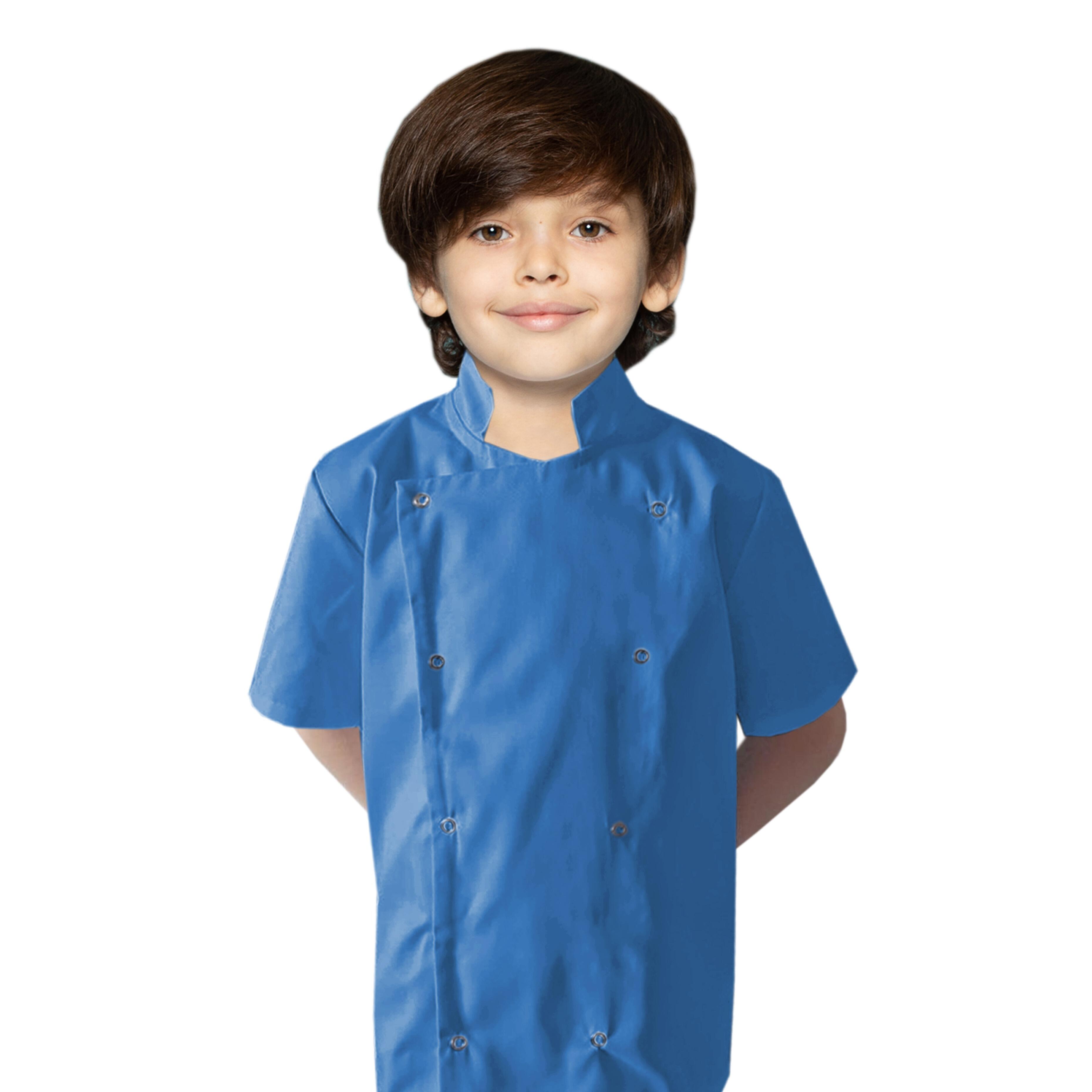 Personalised Kids Short Sleeve Chef's Light Blue