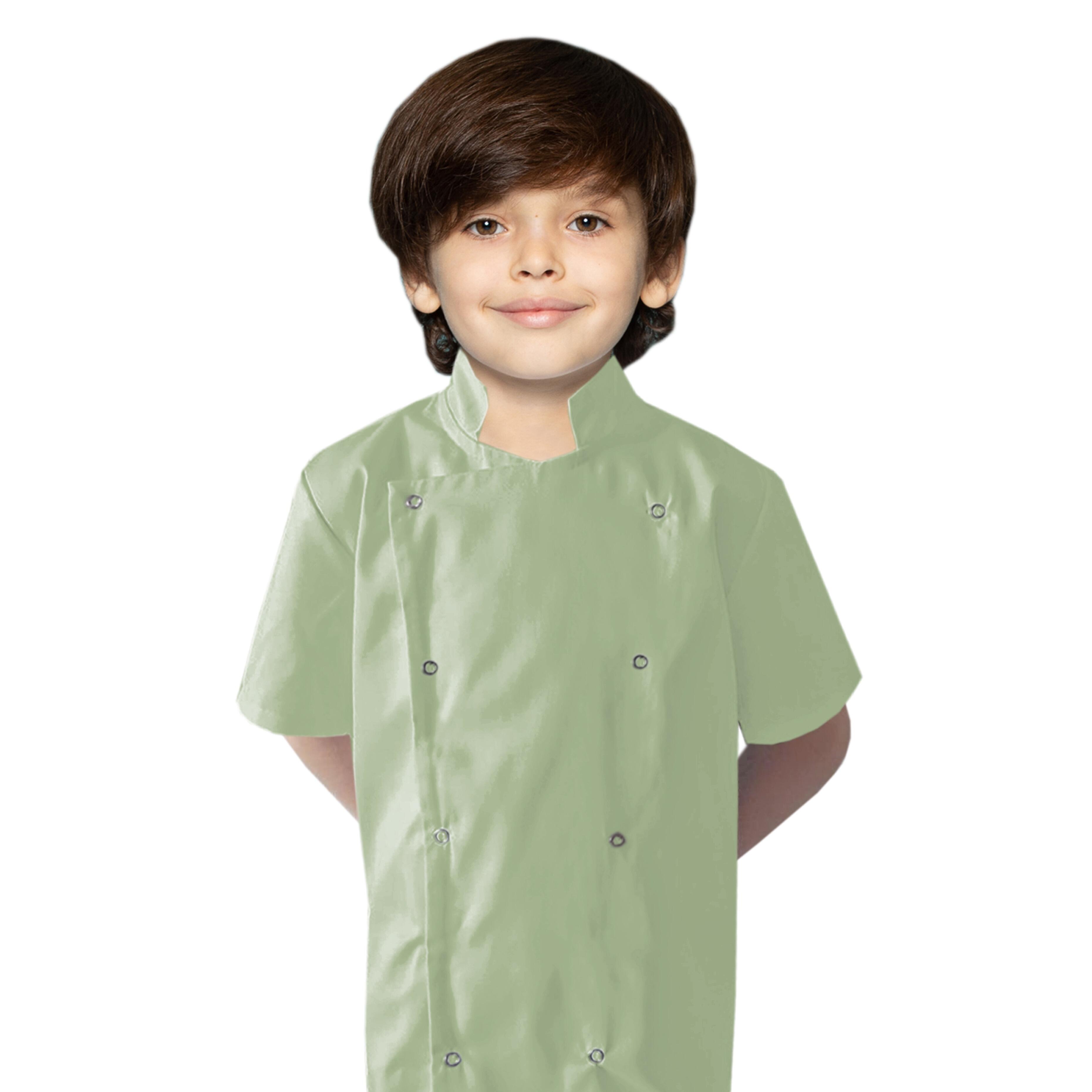 Personalised Kids Short Sleeve Chef's Jacket Pistachio