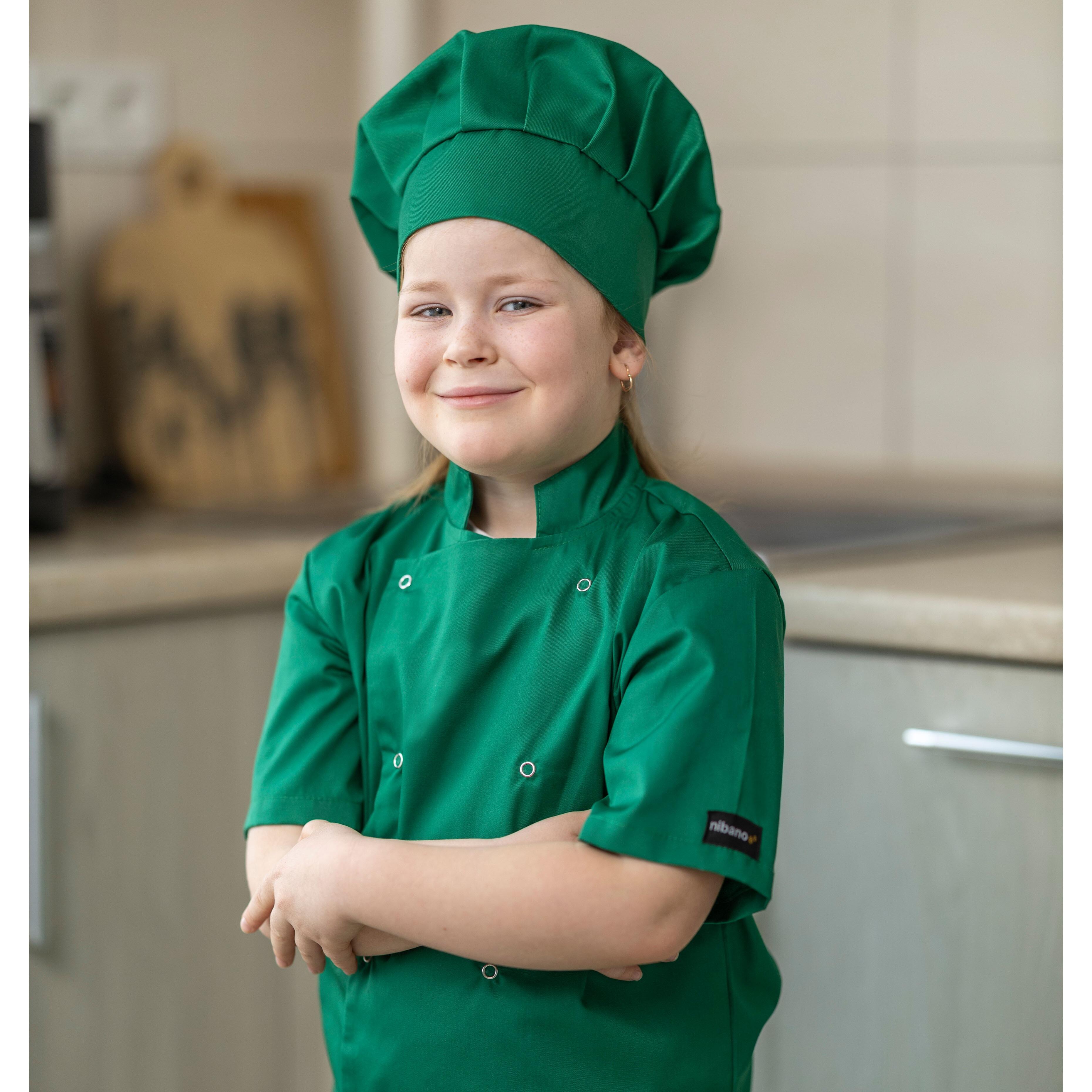 Green Kids Chef's Jacket with logo
