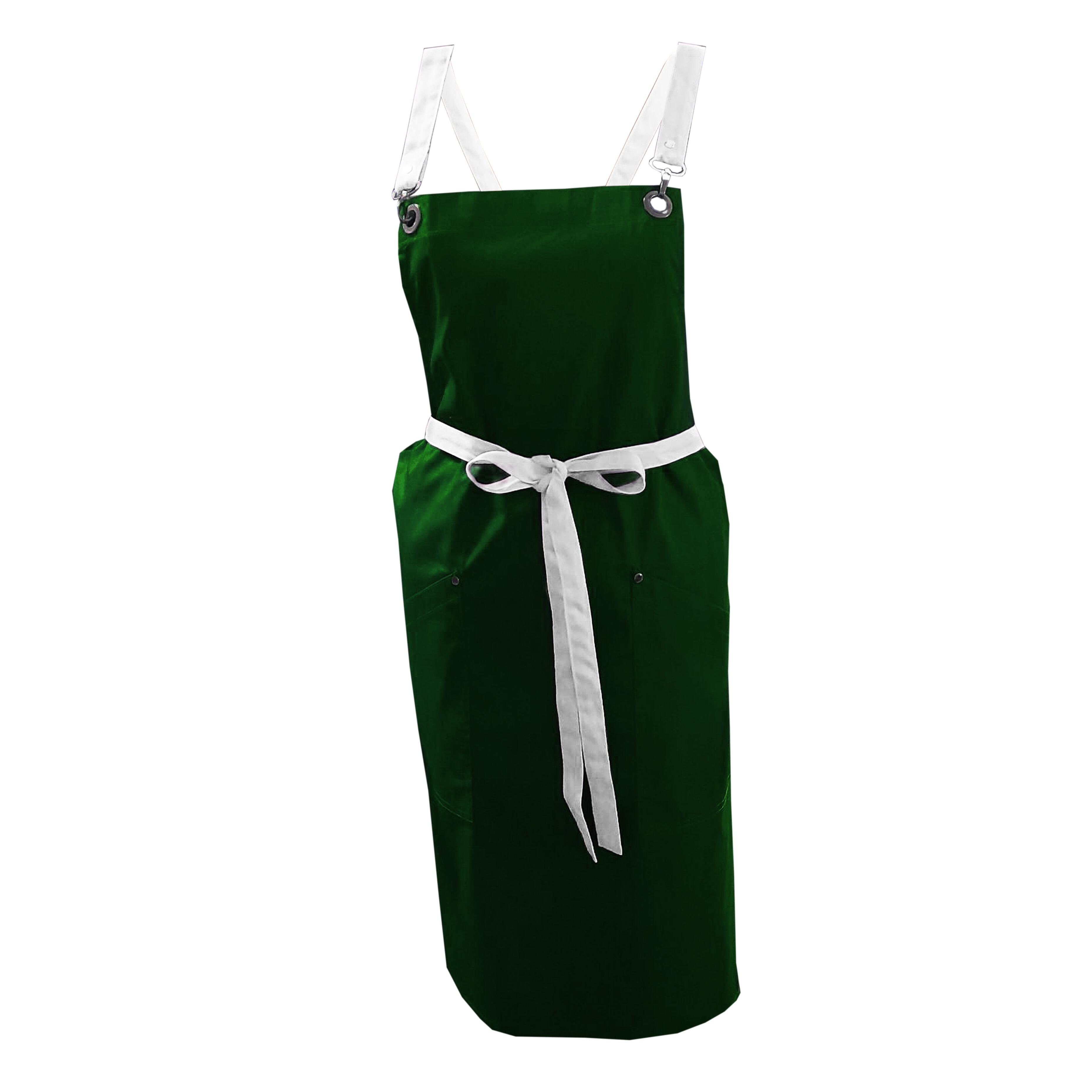 Ladies Apron with Crossover Ties Bottle Green