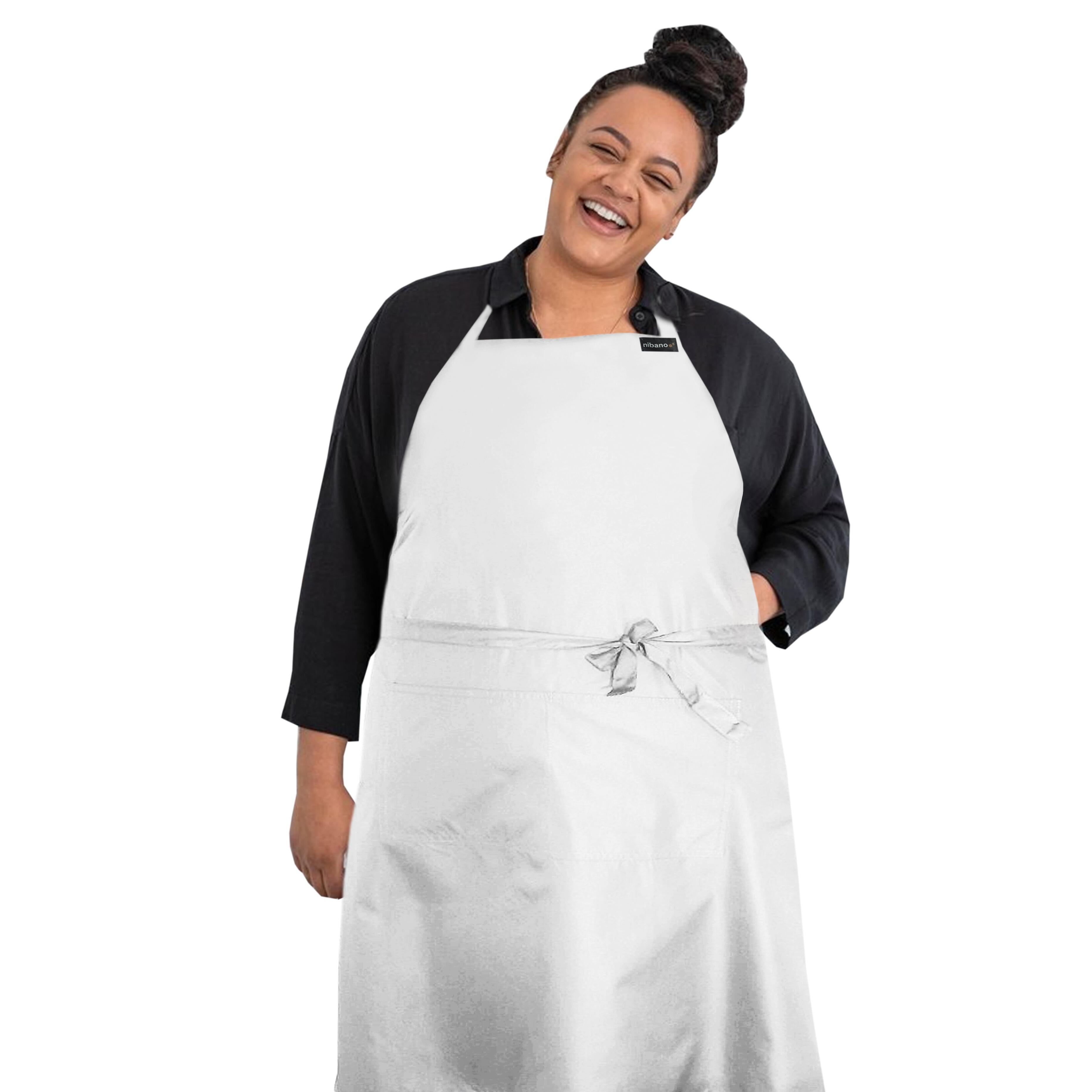 Waterproof plus size Apron Pockets White Nibano