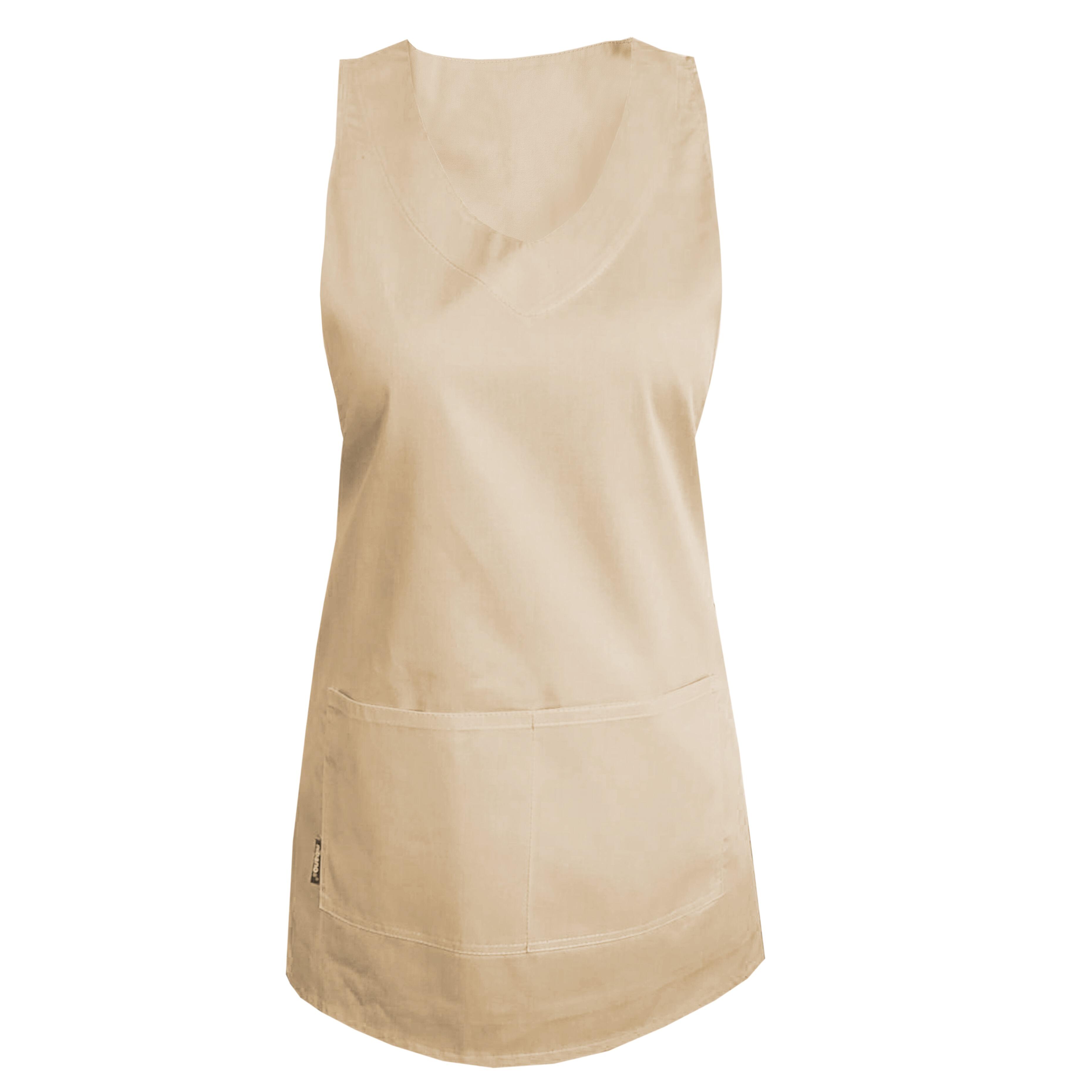 Cream waterproof wrap around hairdressing apron with own logo